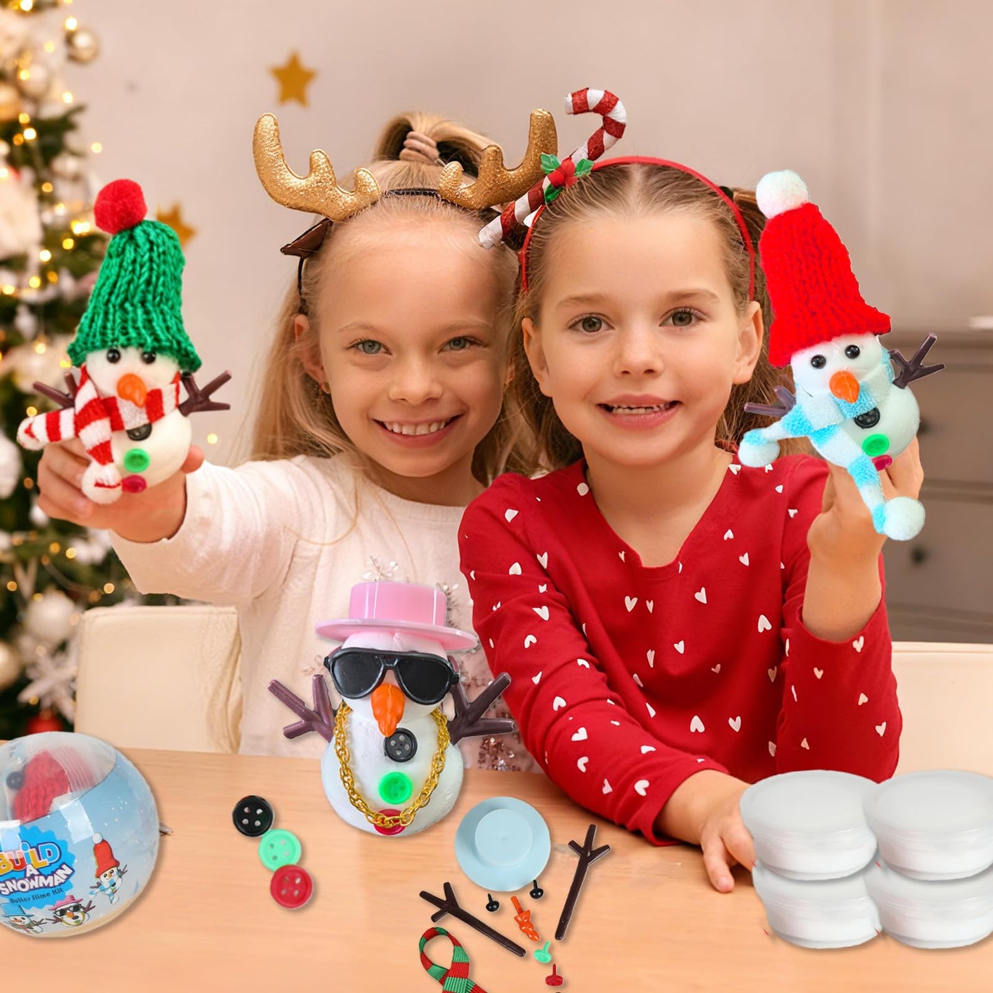 BEIGUO Christmas Crafts 4 Pack Colorful Balls with Modeling Clay Snowman DIY Kit for Kids Boys Girls Christmas Stocking Stuffers Gifts
