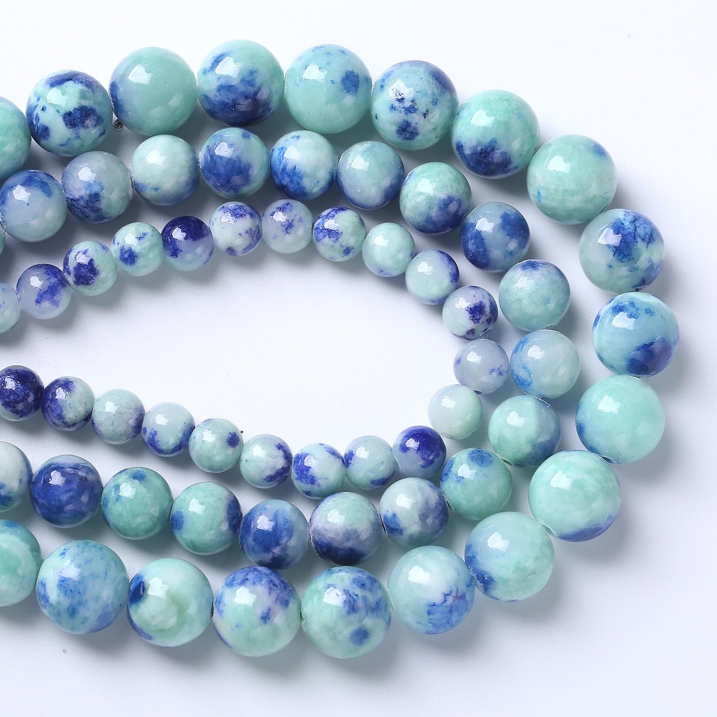 36pcs 10mm Natural Blue Green Persian Jade Stone Beads for Jewelry Making Round Loose Spacer Beads DIY Bracelets Necklaces 15" (10mm, Blue Green Jade)