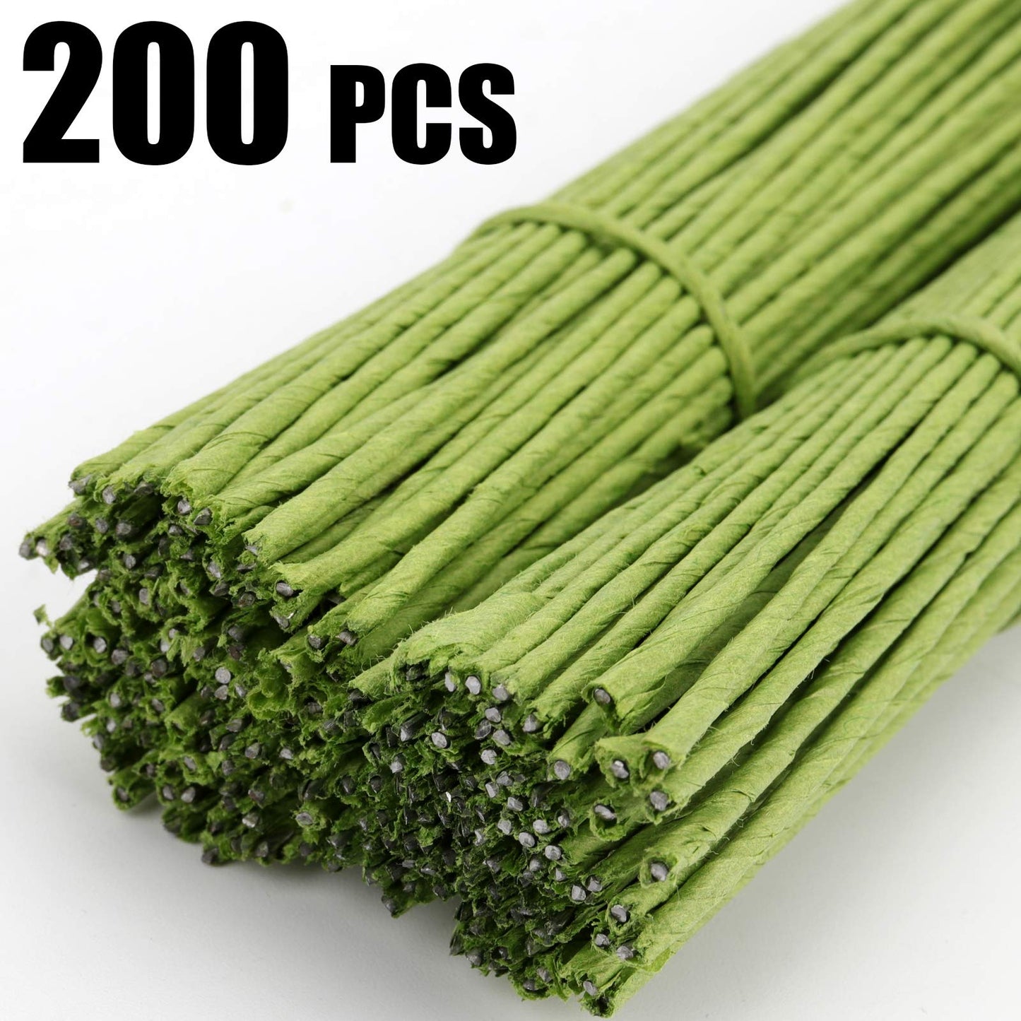 KEILEOHO 200 PCS Floral Stem Wire 14 Gauge 15.75 Inches Length, Green Floral Wire, Floral Paper Wrapped Wires for Flower Making, DIY Floral Arrangements and Decorations