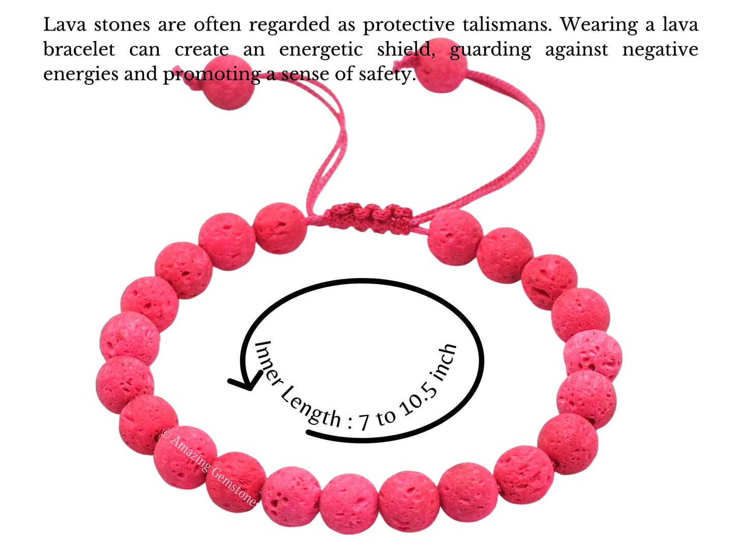 Amazing Gemstone Pink Lava Bracelet, Gifts For Men & Women - Protection Healing Crystal Bracelet - 8mm Gemstone Beaded Adjustable Bracelet, Pulseras Para Hombres Mujer Stocking Stuffers