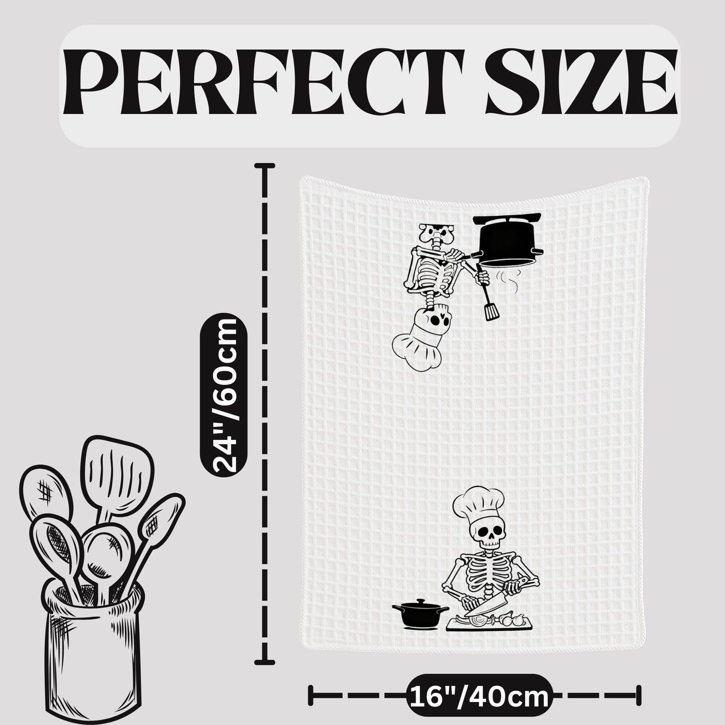 InnoBeta Skull Gifts for Women, Hand Towel Gifts for Skull Lovers, Kitchen Towel Set, Soft Waffle-Knit, 16x24 Inches Microfiber Dish Tea Towel, 2 Pack