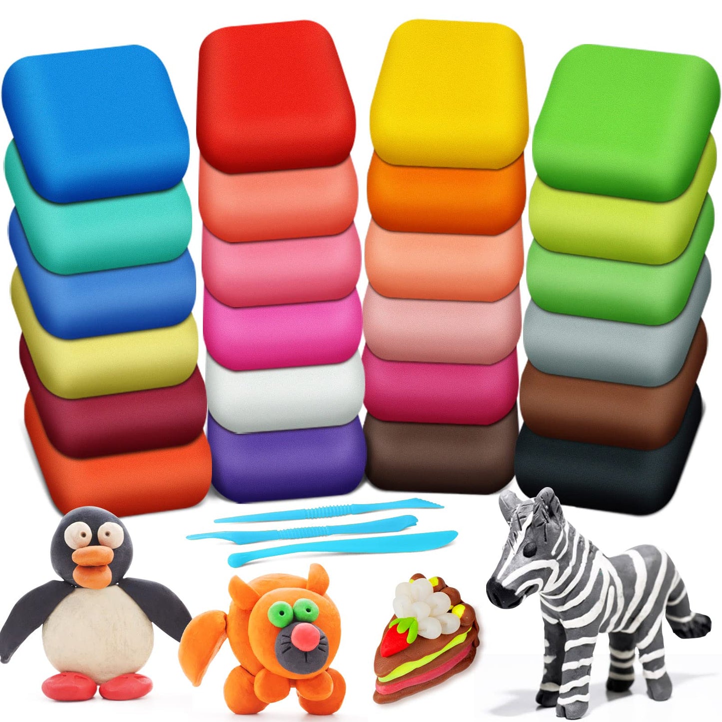 ESSENSON Magic Clay - Air Dry Clay 24 Colors, Modeling Clay for Kids with Tools, Toys Gifts for Age 3 4 5 6 7 8+ Years Old Boys Girls Kids