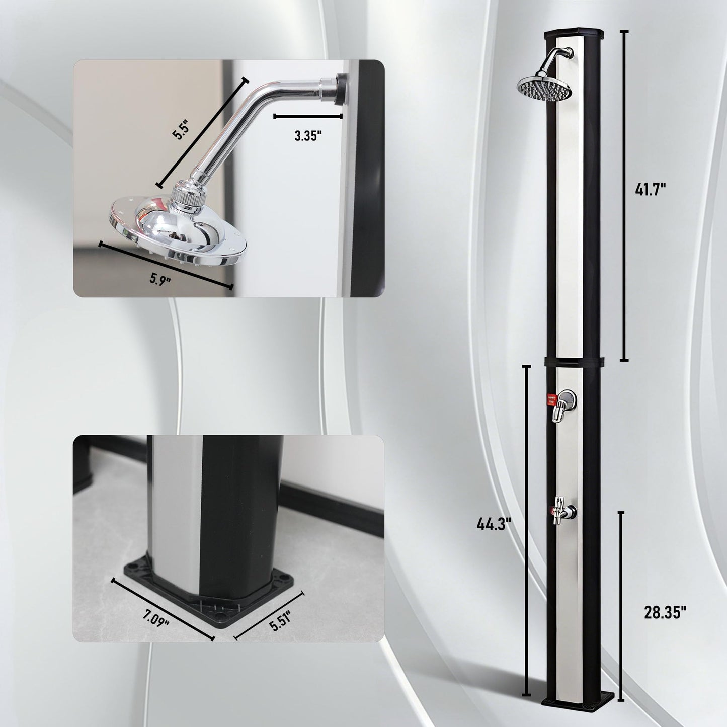YOUZAQUA Solar Heated Shower,38L Outdoor Shower with Shower Head and Foot Shower Tap，for Outdoor Backyard Poolside Beach Pool Spa