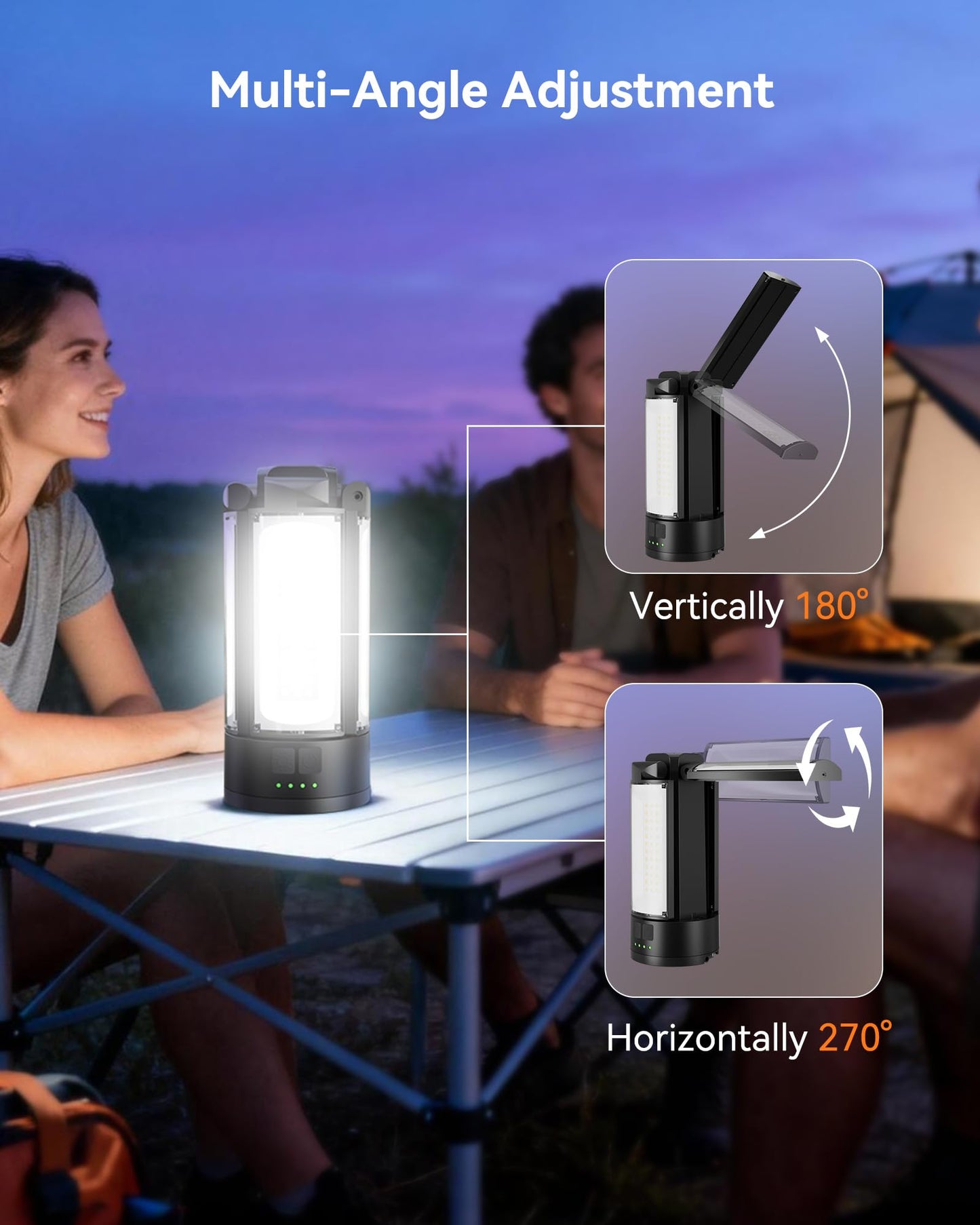CORESLUX Rechargeable Camping Lights with Stand, 6000K Portable Work Light, 4 LED Lamp Heads Magnetic Flashlight with Detachable Tripod Camping Essentials for Outdoor Work, Garage, Camping, Fishing