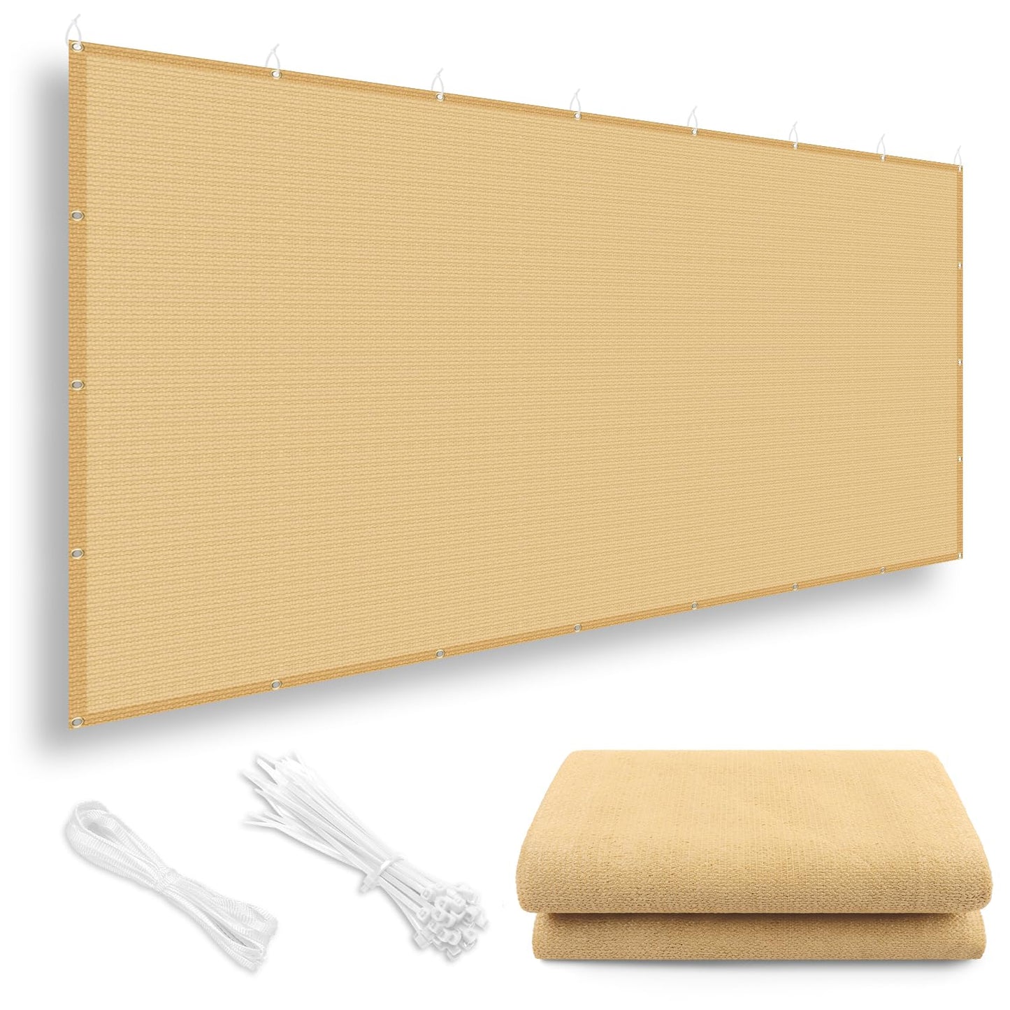 LOVE STORY Shade Cloth 4/6/8/10/12/20FT Sun Shade Screens Fabric Pergola Shade Cover Mesh Tarp with Grommets for Patio Deck Garden, 6'x12' Sand