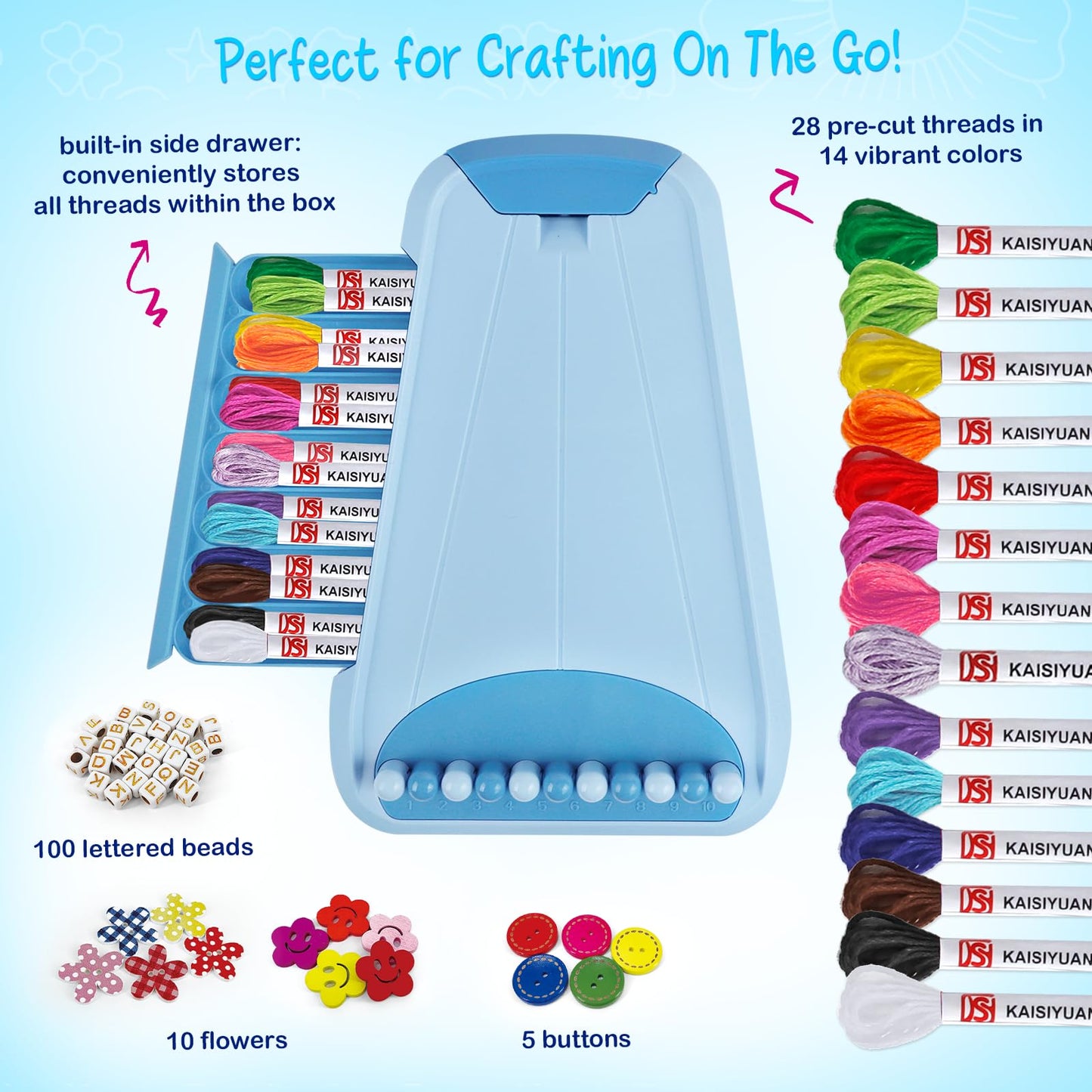 CEUCAL Bracelet Making Kit for Girls - Friendship Bracelet Kit - Birthday Gifts for Ages 6 7 8 9 10 11 12 Year Old Girl, Arts and Crafts for Kids Ages 8-12 Teen String Bracelets DIY Maker