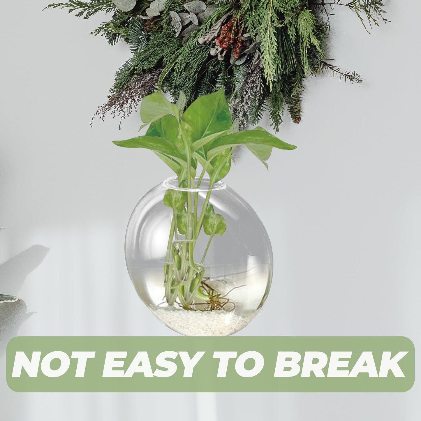 HOMSFOU Wall Mounted Glass Terrarium Vase for Hydroponic Plants, Hanging Plant Holder for Indoor and Outdoor Home Décor,