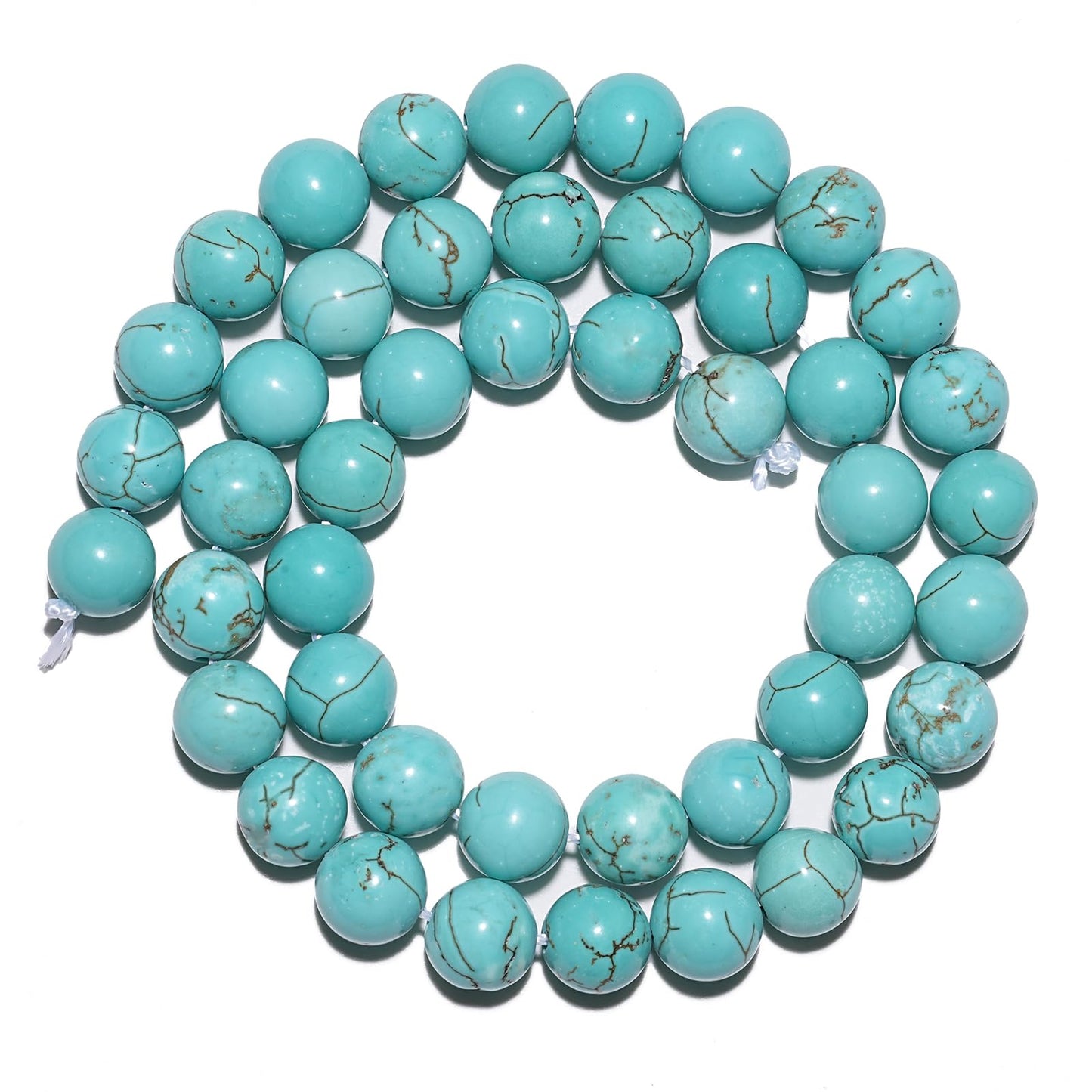 8mm Natural Blue Turquoise Gemstone Beads Polished Round Smooth Stone Beads for Bracelets Jewelry Making 15inch Loose Beads