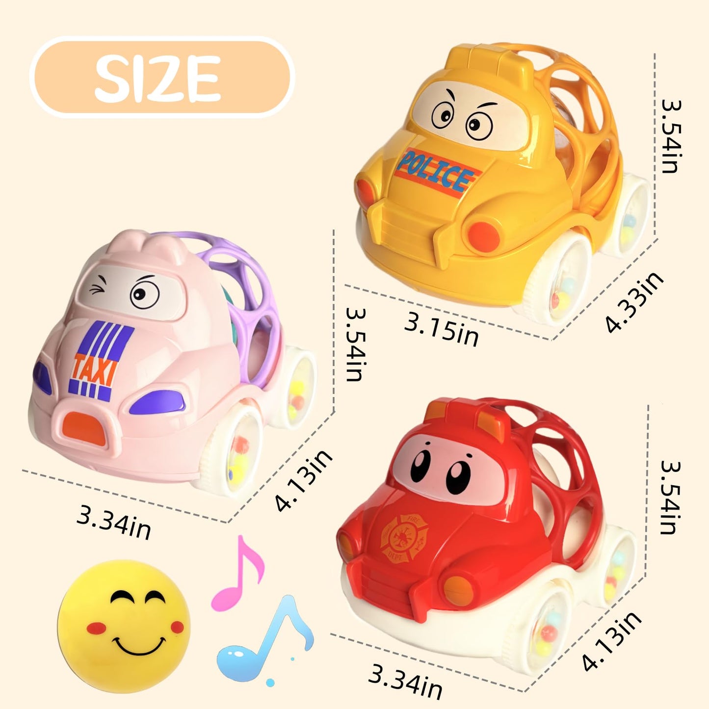 Toy Cars for 1 Year Old Boy and Girl, Extra Large Toddler Push and Go Rattle Car for Baby Boys 12-18 Months, First Birthday Gifts Christmas for Rattles Noisy Cars Trucks Active Toddler Boys Toys