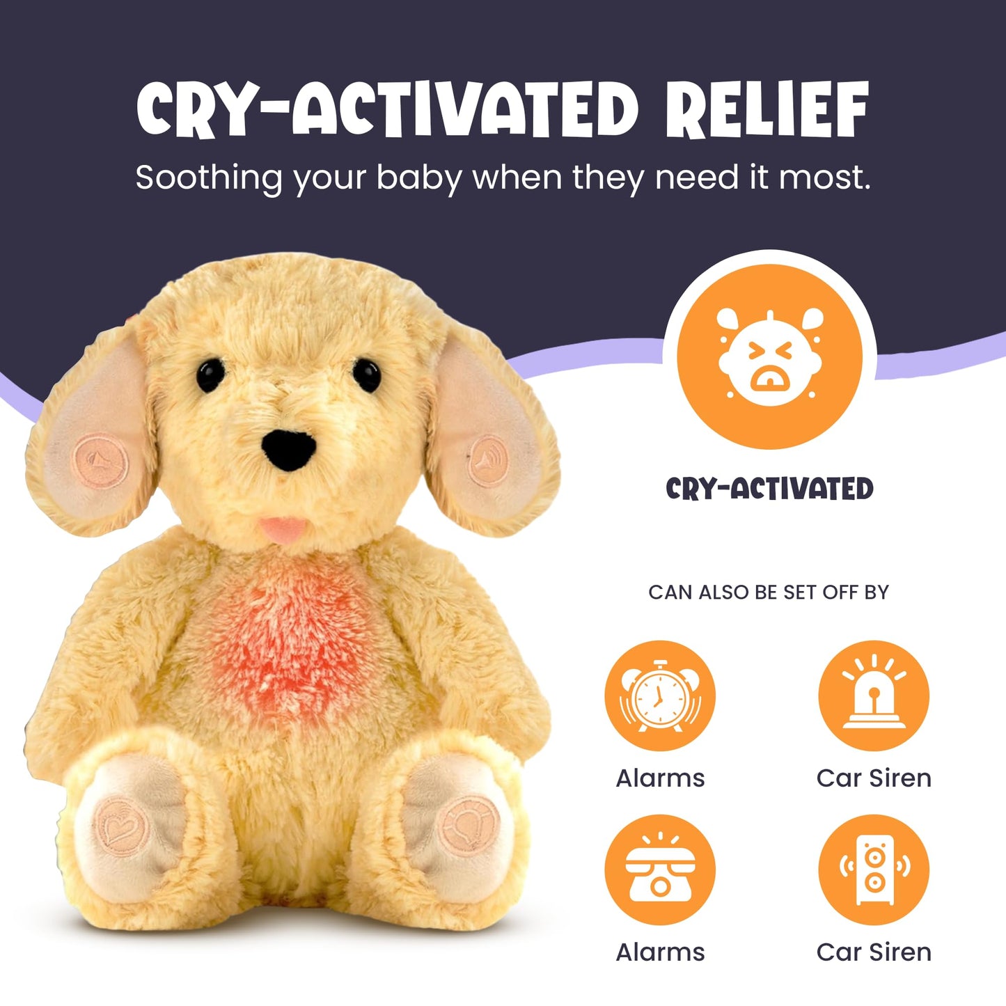 Gemma Joy Bedtime Baby Soothers & StickyOnes Sleep Patches - Cry Activated Heartbeat Puppy Plush Toy, Stuffed Animal with Calming Light & All-Natural, No Melatonin Bedtime Patches for Kids and Baby
