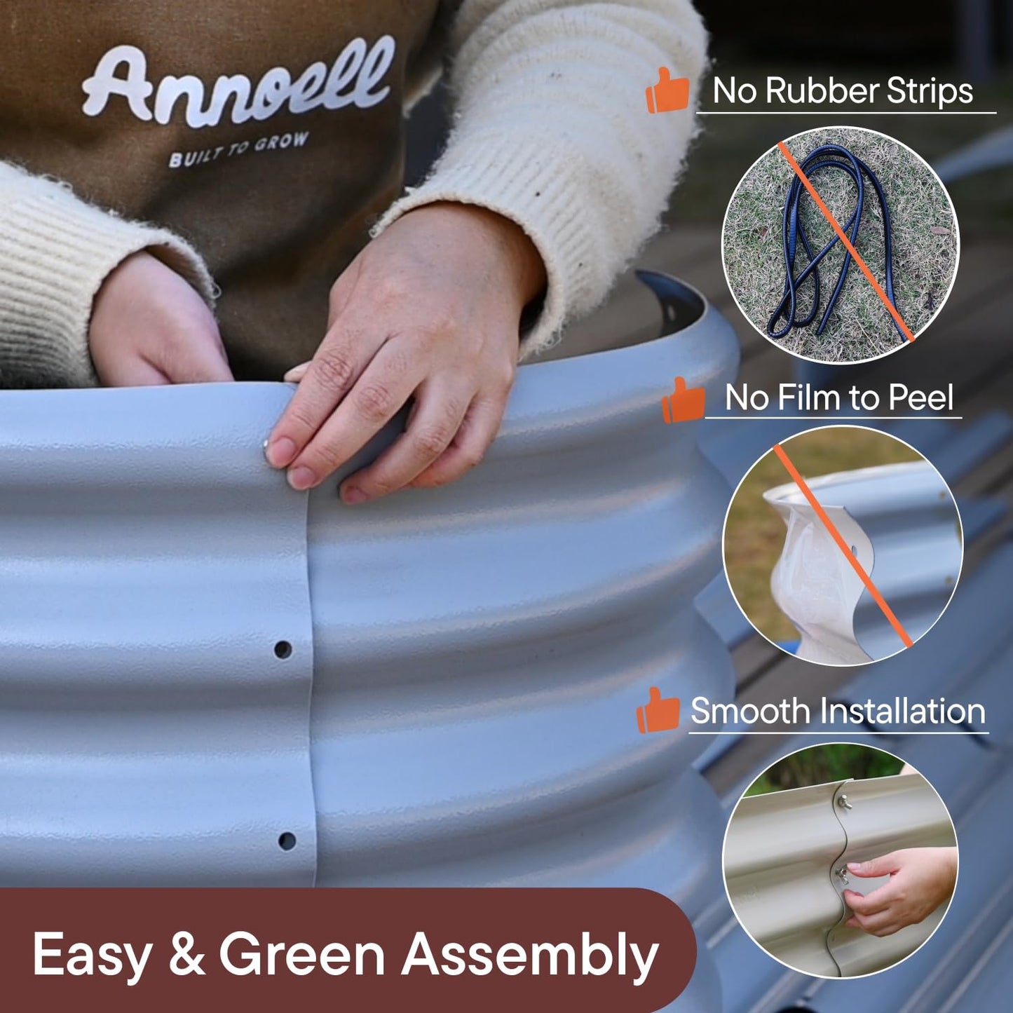 Annoell 4-Pack Raised Garden Bed 6x2x1.5 ft, 17" Tall Galvanized Metal Planter Boxes Outdoor, Durable Steel Flower Bed for Herb Strawberry, Zn-Al-Mg Garden Boxes for Small Space - Sand Beige