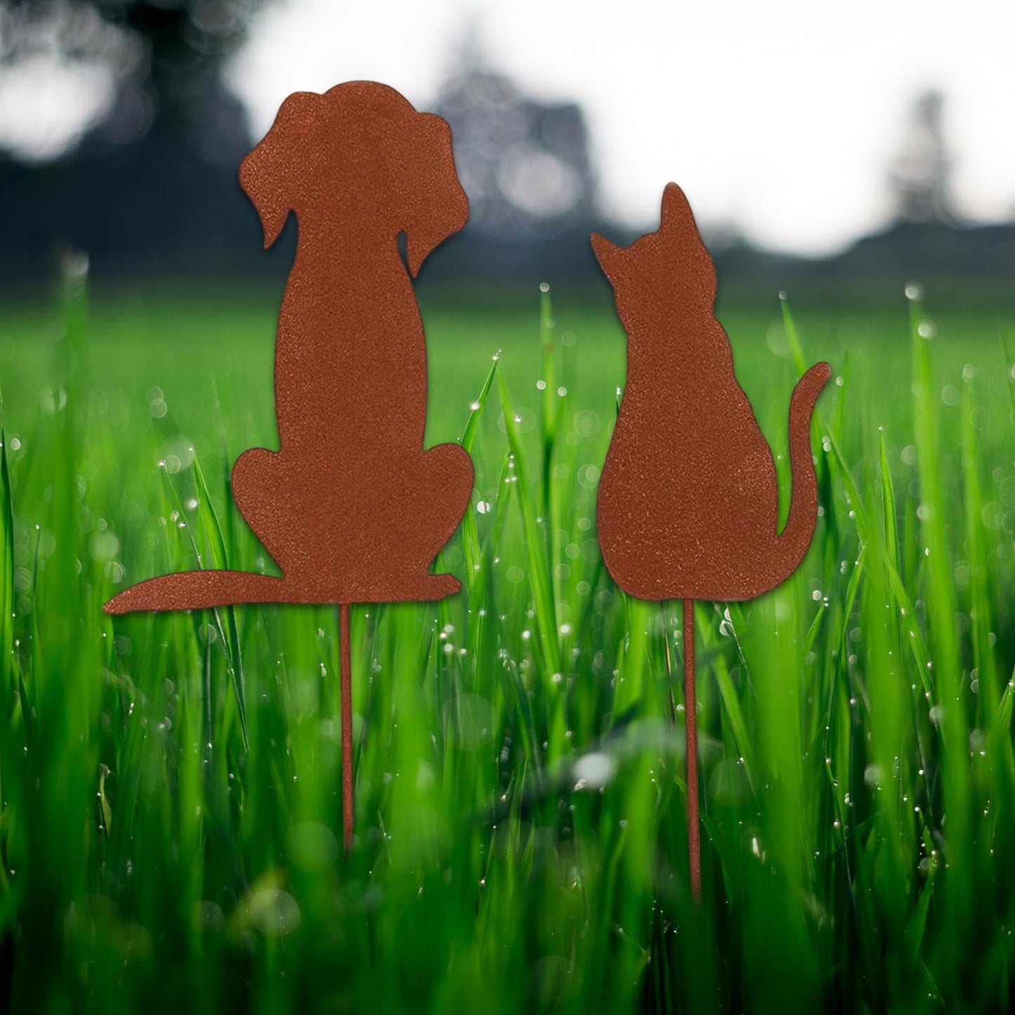 QWQJ Metal Animal Yard Decors Arden Art Rusted Animals or Outside Decorations Outdoor Decorative Stake Lawn Accessory