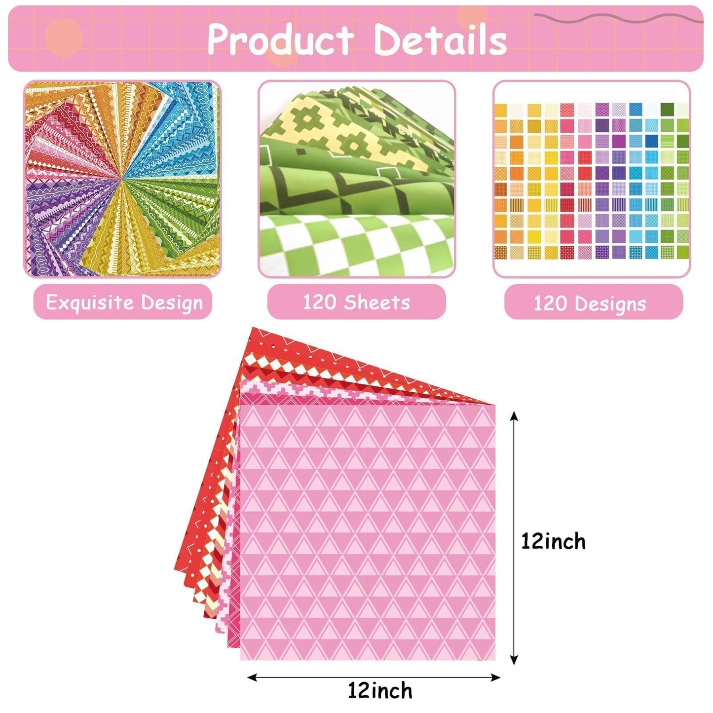 120 Sheets 12"X 12" Scrapbook Paper Bulk Rainbow DIY Craft Paper Supplies Holiday Aesthetic Colorful Decorative Paper Christmas Scrap Book Material Journal Photo Album Present Wrapping