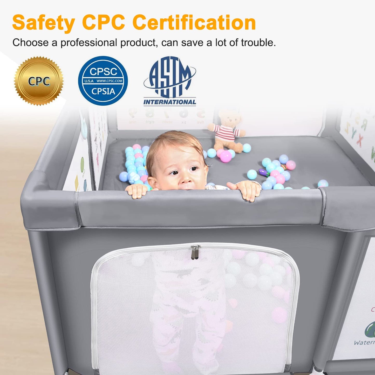 Voovc Premium Baby Playpen with Mat, 71x60 Inches Extra Large Playpen for Babies and Toddlers, Indoor & Outdoor Activity Center, Safety Baby Play Pen with Gate Prints