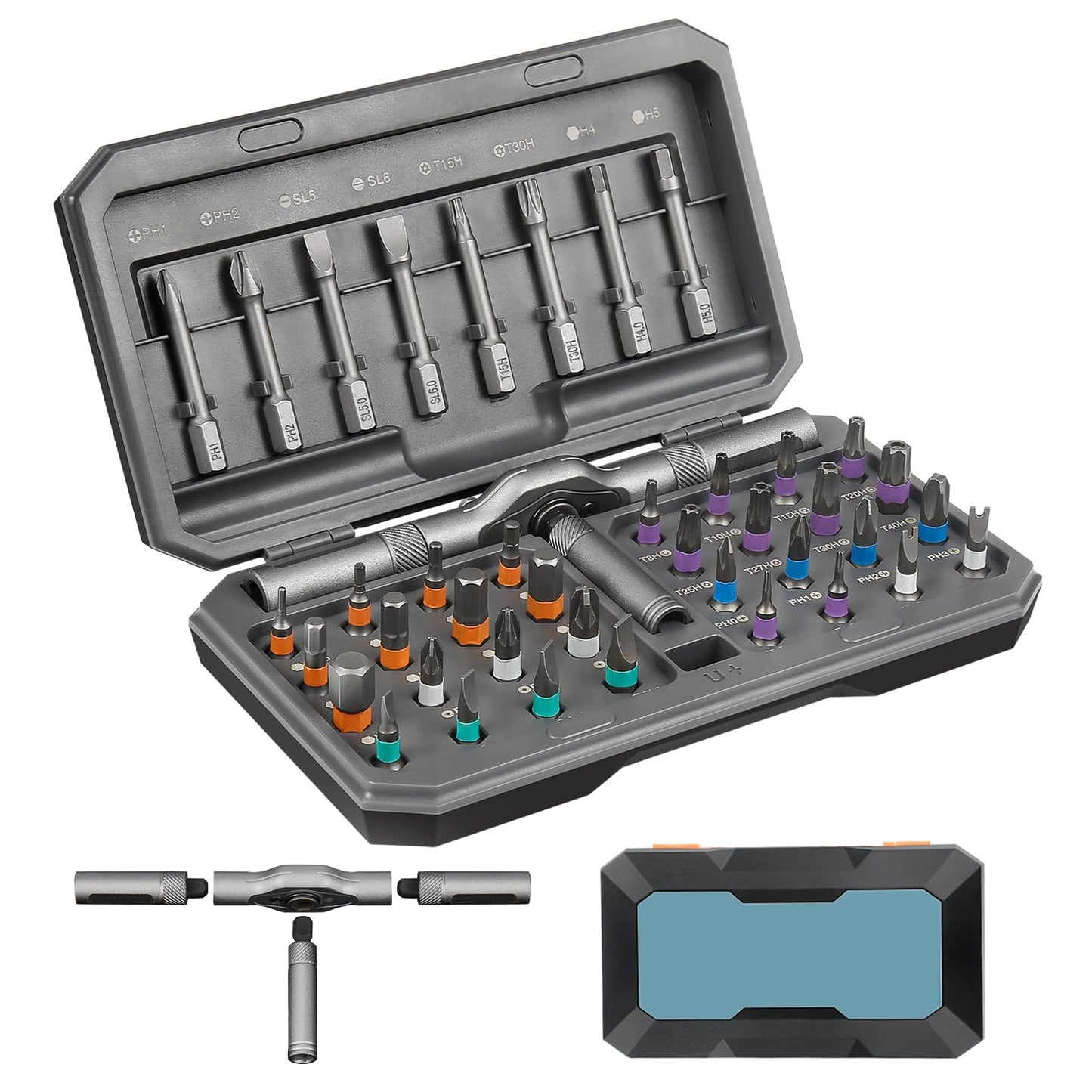 42 in 1 Magnetic Screwdriver Set, Multi Bit Magnetic Ratcheting Screwdriver Set with Detachable Ratchet Handle, Repair Tool Kit for Bicycles, Watch, Ring Doorbell, Computer, Eyeglass and Furniture