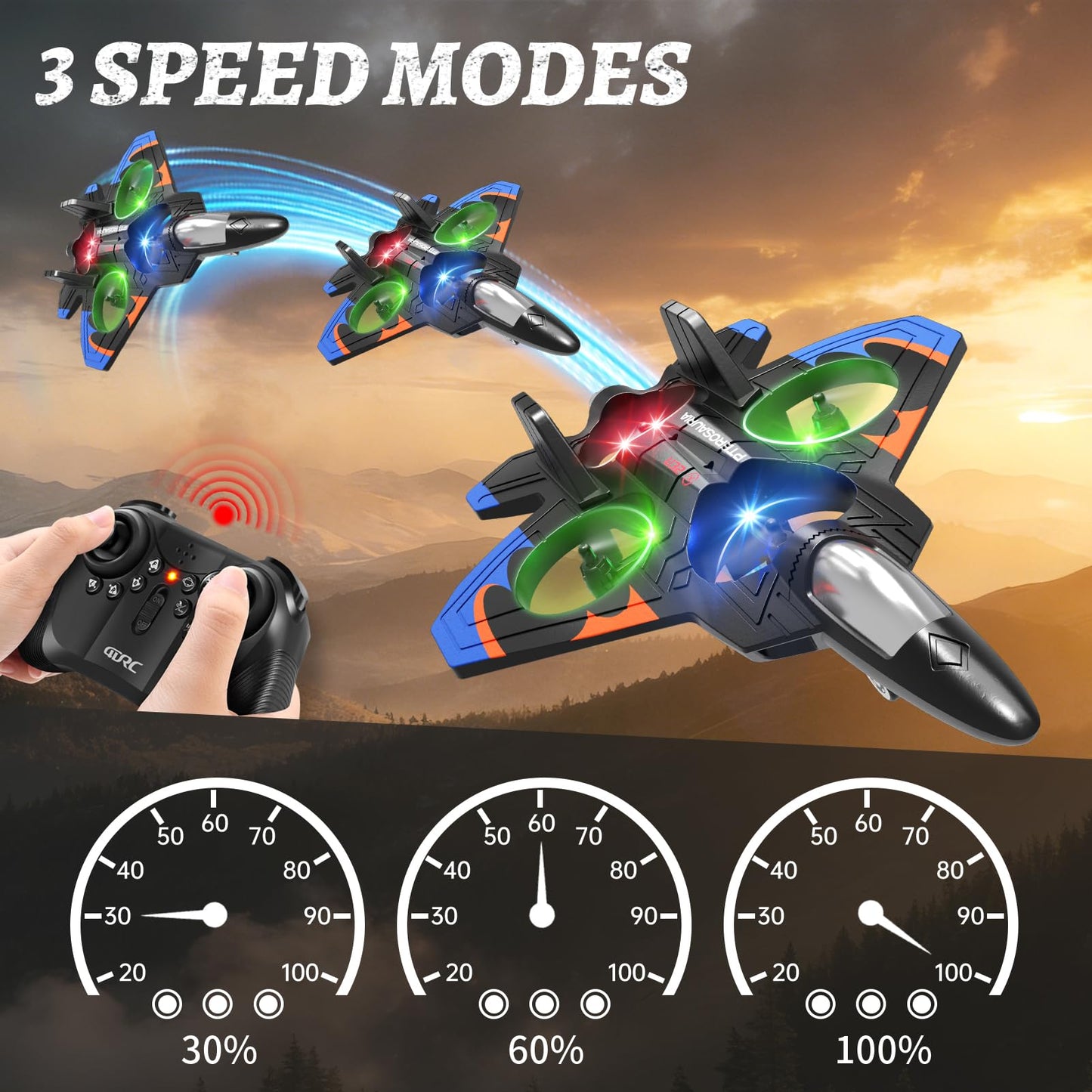 Tubokoro Foam Remote Control Airplanes RC Planes for Kids Adults, RC Airplane Fighter Jet with Light, 360° Flip Fighter Jet Toys, Stunt Roll, Airplane Toy Gifts for Kids Boys