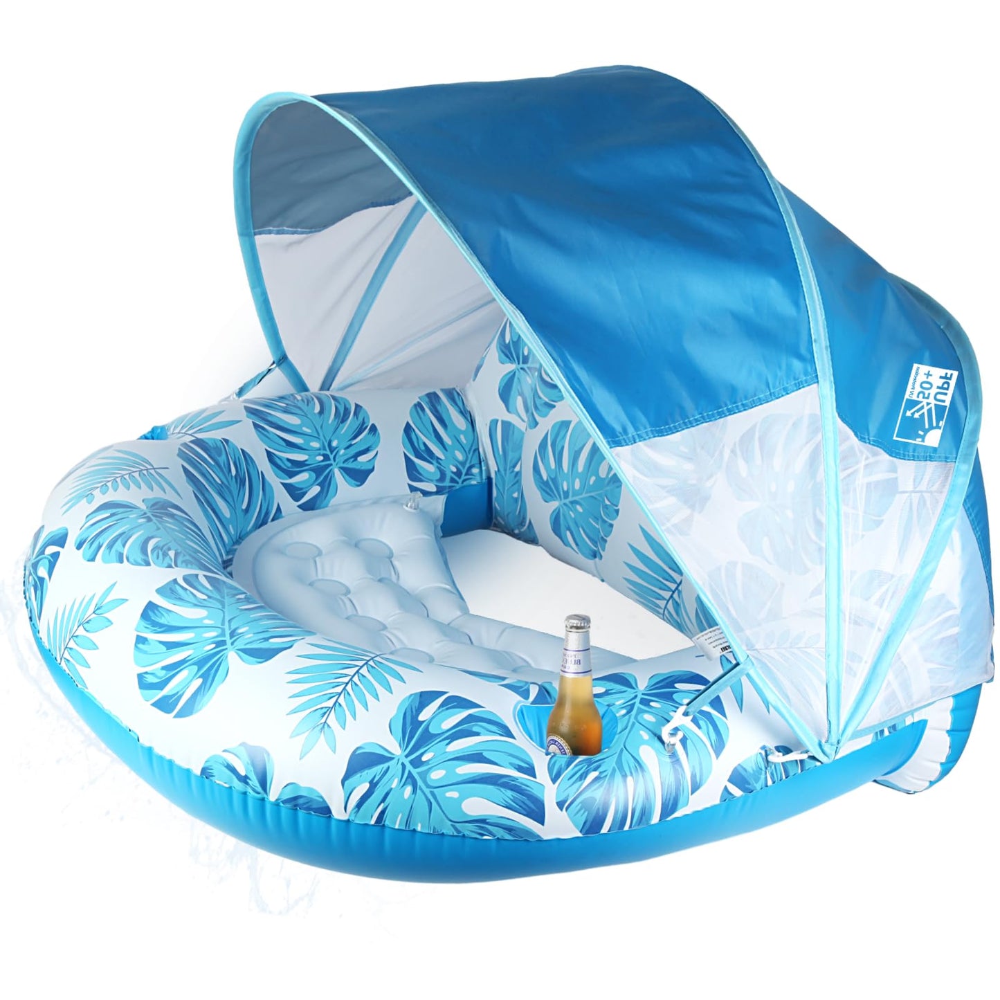 COOLCOOLDEE New Upgraded Pool Chair Float with Shade,XL Pool Floats for Adults Heavy Duty,Inflatable Pool Chair Lounge Float with Cup Holder & Backrest for Pool,Lake,Beach
