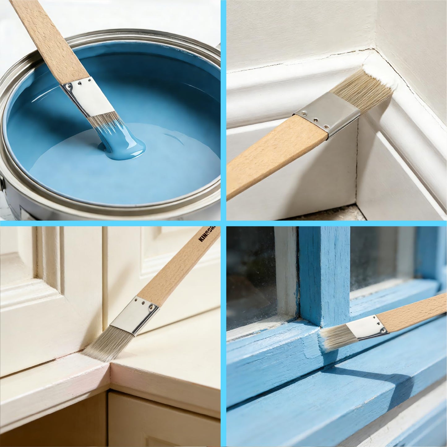 Trim Paint Brushes Set of 8-0.25", 0.5", 0.7", 1" Slant Lining Fitch Paint Brushes for Detail, Small Cutting in Brushes for Trim, Edges and Crafts