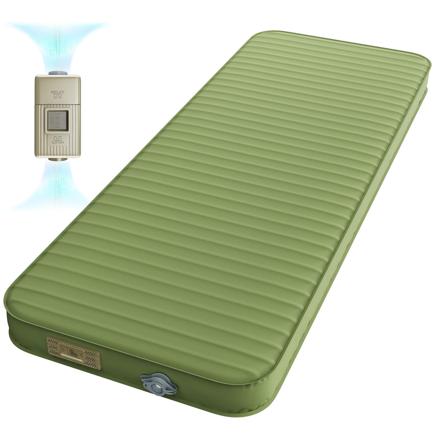 PineHike Camping Sleeping Pad, 4" Ultra-Thick Memory Foam Camping Mat with Built-in Electric Pump, 9.5 R-Value Insulated Self Inflating Air Mattress Sleeping Pads for Car Travel Tent Essentials
