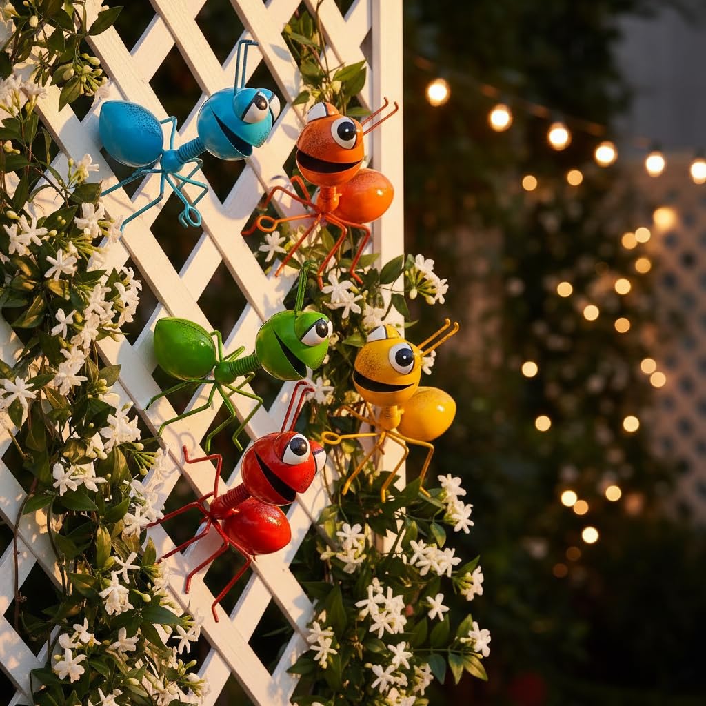 Cruis Cuka Metal Yard Art Cute Ant 5 Pcs Garden Decor for Outside Lawn Ornaments Porch Backyard Wall Sculpture Fence Decorations