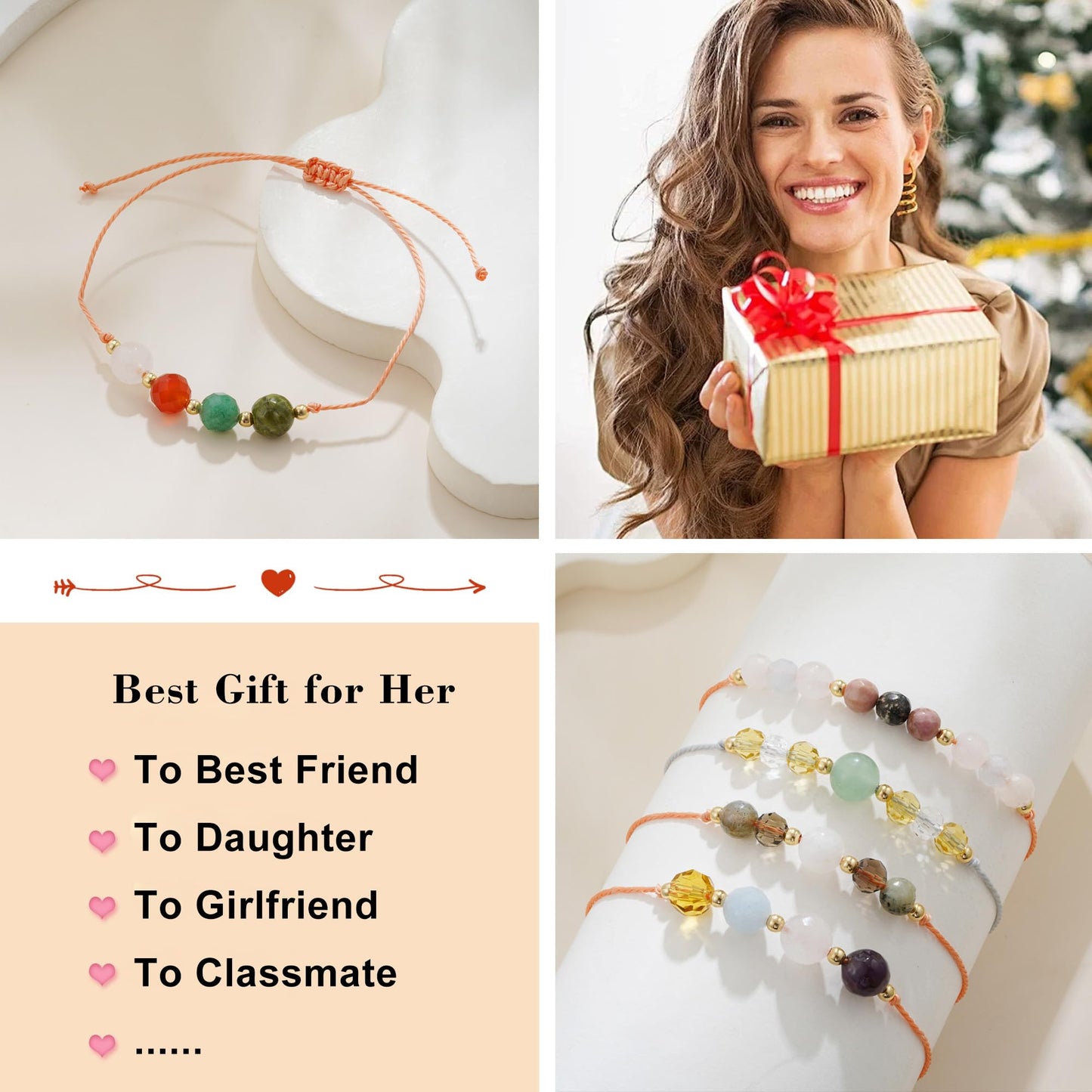 Fezodo Inspirational Encouragement Gifts for Women Men, Spiritual Crystals and Healing Stones Bracelets Chistmas Valentines day Birthday Gift for Friends Women Men (Money success)