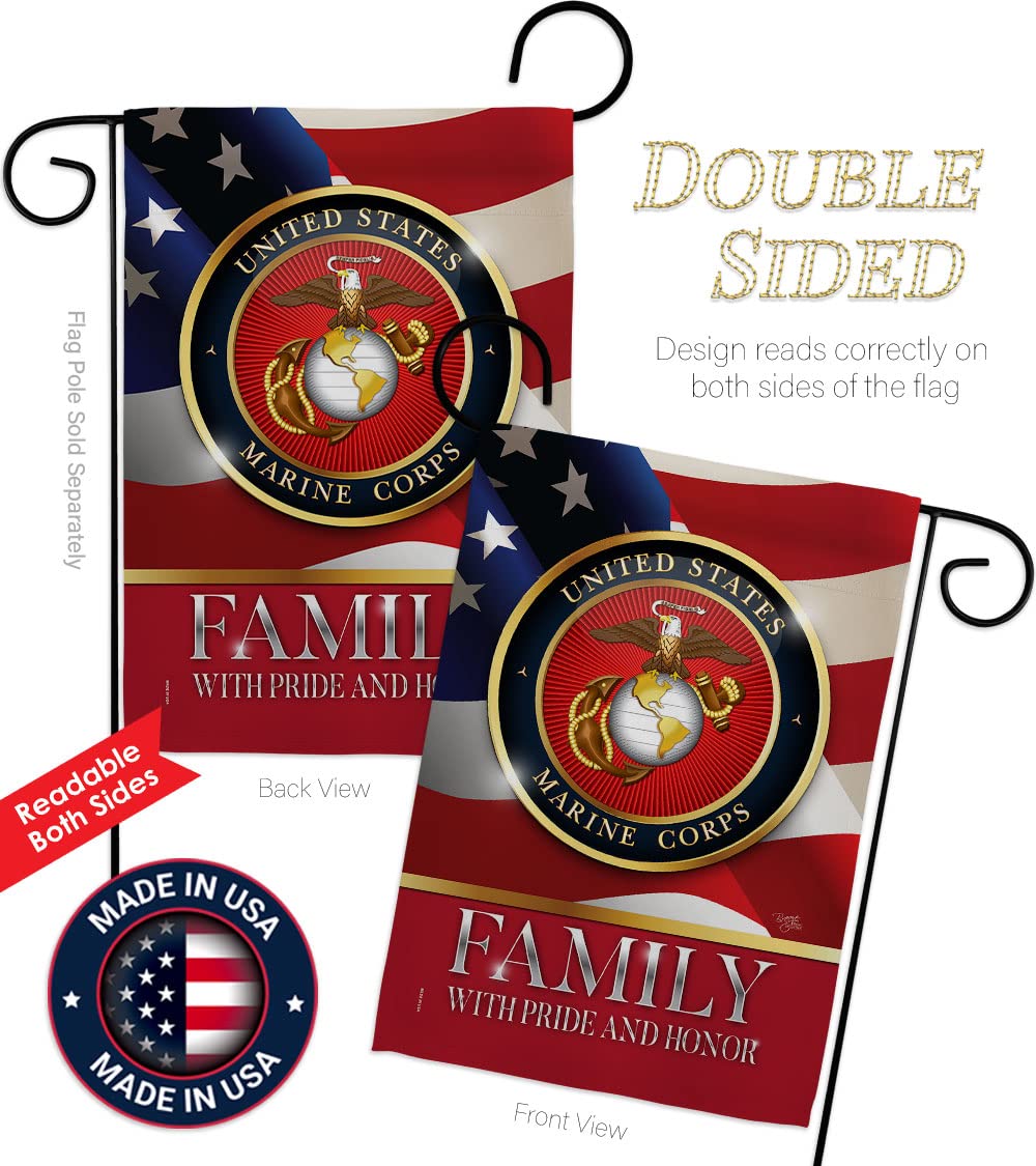 US Marine Family Honor Garden Flag - Armed Forces Corps USMC Semper Fi United State American Military Veteran Retire Official - House Banner Small Yard Gift Double-Sided Made in USA 13 X 18.5