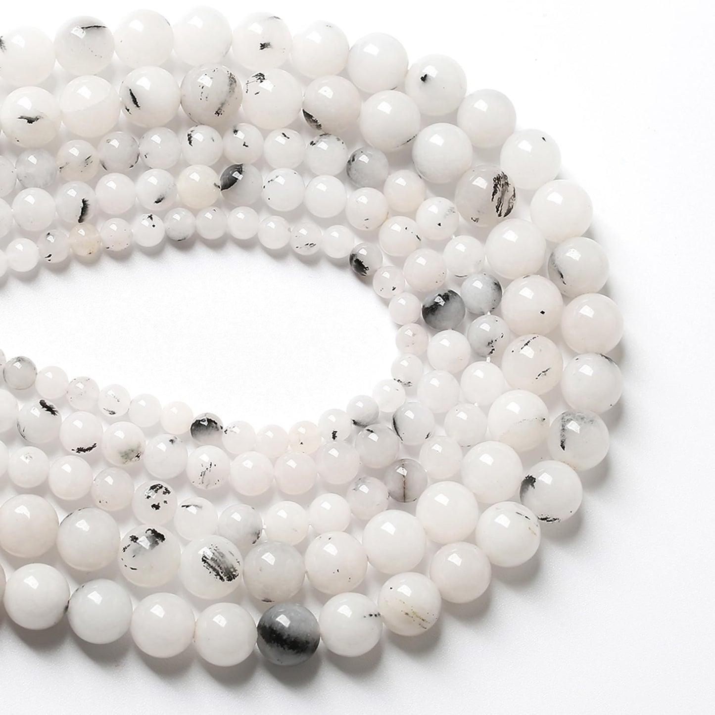 36pcs 10mm Natural Black Rutilated Quartz Crystal Jade Stone Beads for Jewelry Making Energy Healing Power Stone Beads DIY Bracelet Necklace Accessories 15" (10mm, Black Rutilated Quartz Jade)