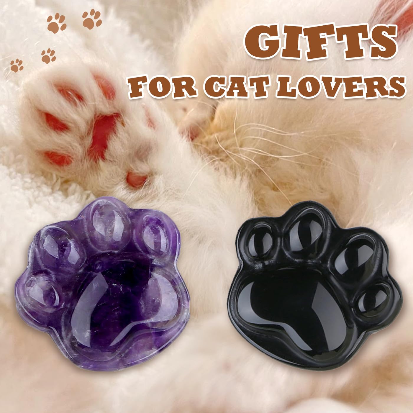 NUKAYAI Green Aventurine Cat Paw Crystal Statue Carved Figurines for Healing Crystals Lucky Kitten Trinkets Sculpture Decor Handcrafted Worry Stone Natural Spiritual Women Gifts for Cat Lovers
