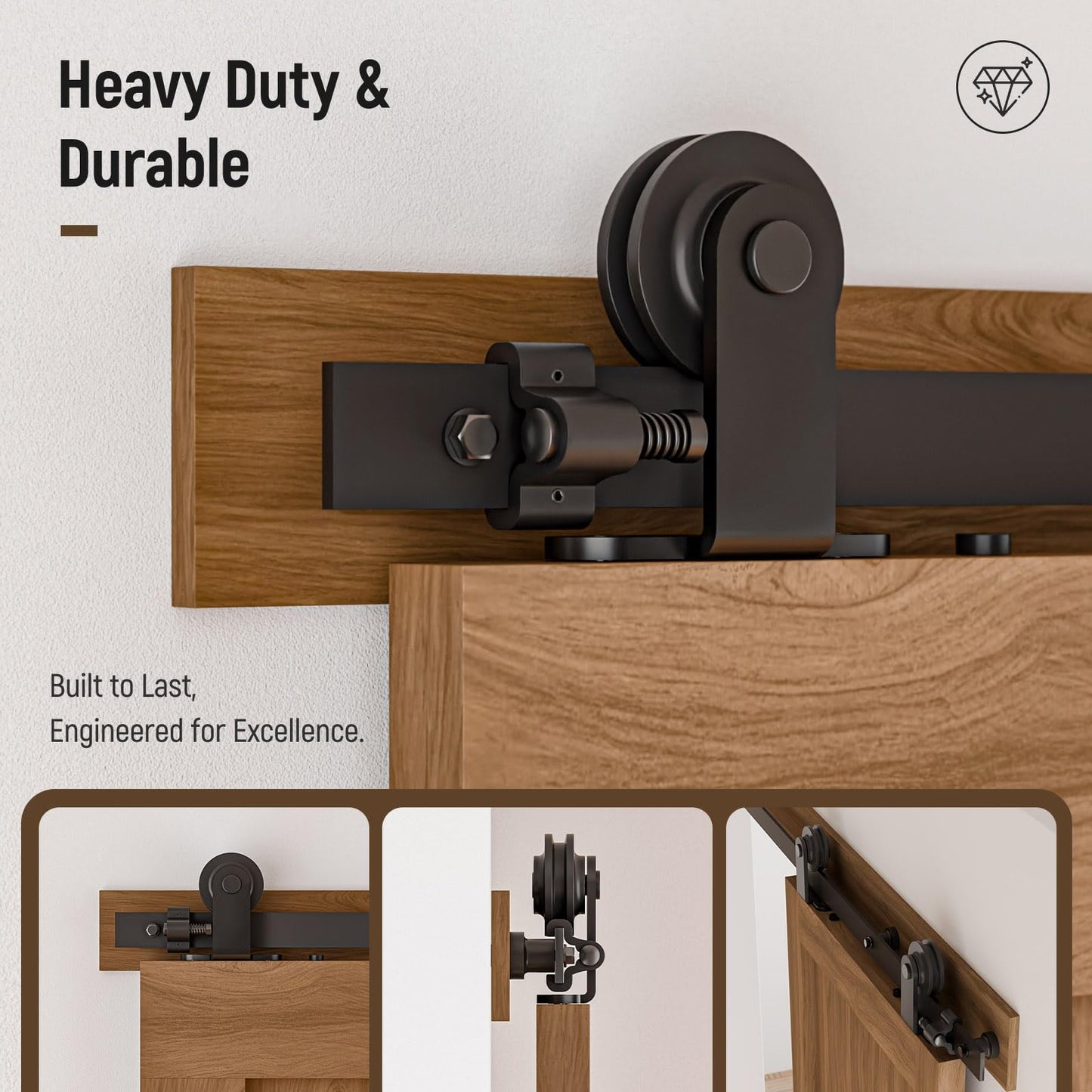 CCJH 11FT Sliding Barn Door Hardware Kit, Heavy Duty, Smoothly and Silently, Easy to Install, Fit 33" Width Double Door Panel, T-Shaped Style Black