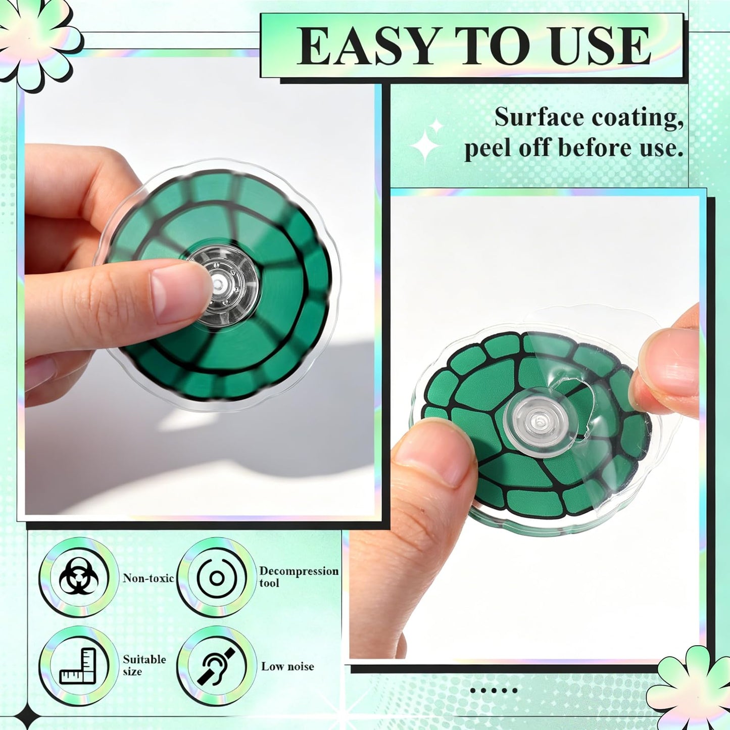Charnoel 48 Pcs Turtle Shell Fidget Spinners Bulk Mini Fidget Turtle Birthday Party Favors, Goodie Bags Stuffers, Party Game Supplies, Rewards, Carnival Prizes and Gifts