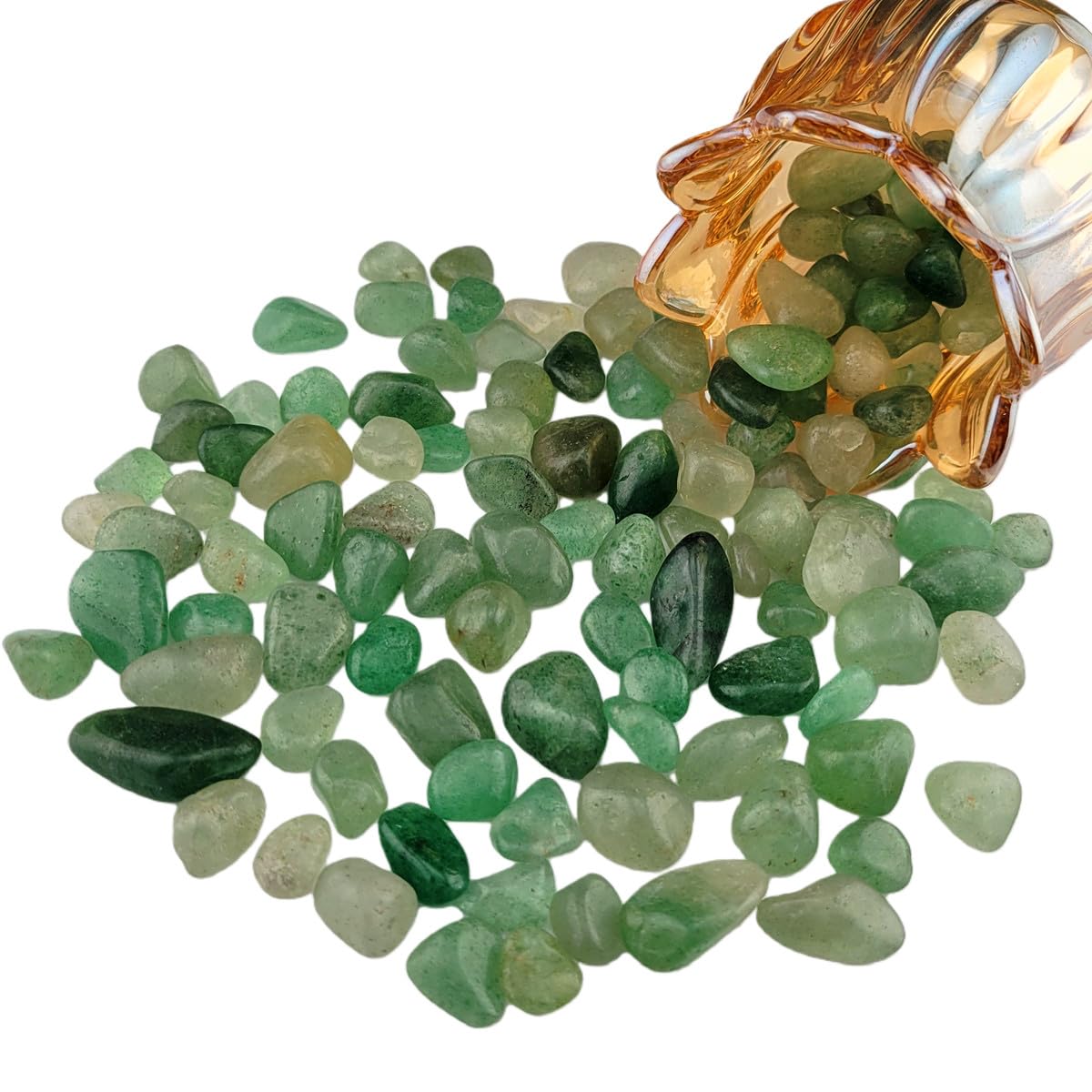 1,000 Carats Handpicked Tumbled Stones Crystals Chips Bulk Pocket Stones for Healing, Reiki, Meditation, Witchcraft and Home Decorations (Green Strawberry Quartz)
