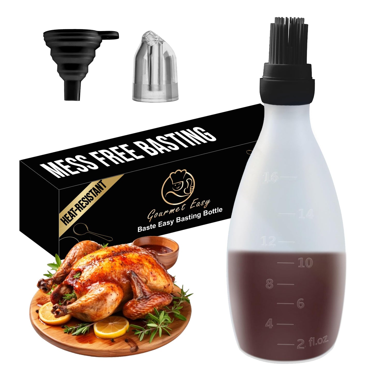 Silicone Pastry Brush, All-in-One Silicone Basting Brush with Sauce Bottle, Heat Resistant BBQ Accessories and Cooking Gadgets, BPA-Free Oil Dispenser for Cooking, Baking, Grilling(Black)