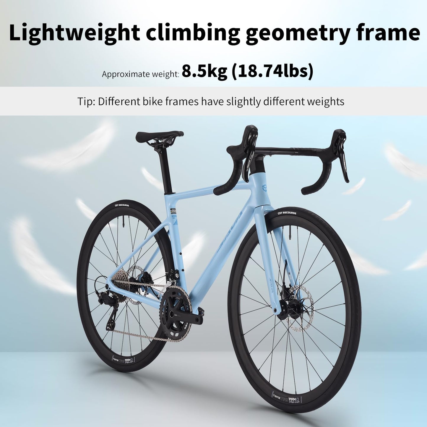 SAVADECK Carbon Fiber Lightweight Road Bike – Full Carbon Frame, Fork, Handlebar & Seatpost, Hydraulic Disc Brake with Shimano 105 R7100 24-Speed Drivetrain – Racing Bicycle for Adults(White,56cm)