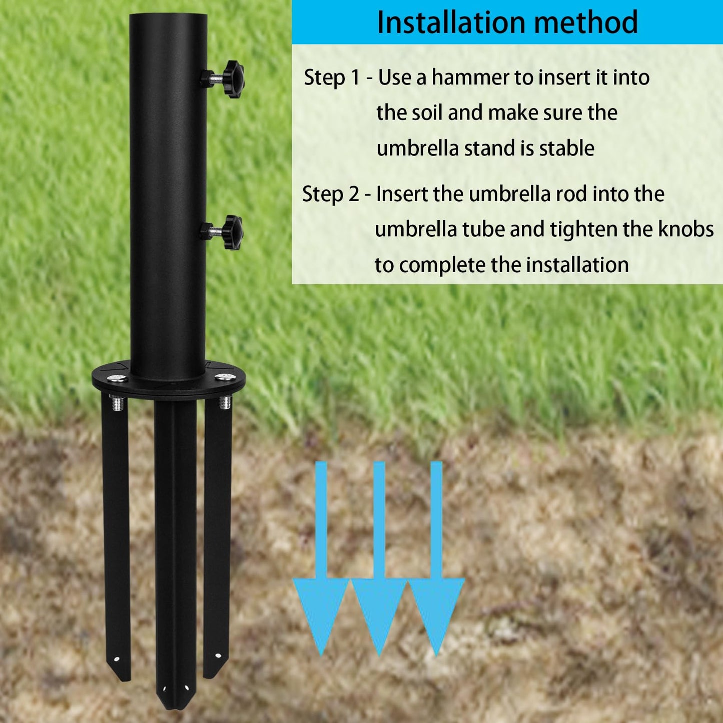 Wdwlbsm Patio Umbrella Base Stands Multifunctional Outdoor Umbrella Holder, In Ground Umbrella Base with Ground Spike Fixing,Deck Umbrella Mount for Lawns,Granite,Concrete,Deck,Many Ways Installation