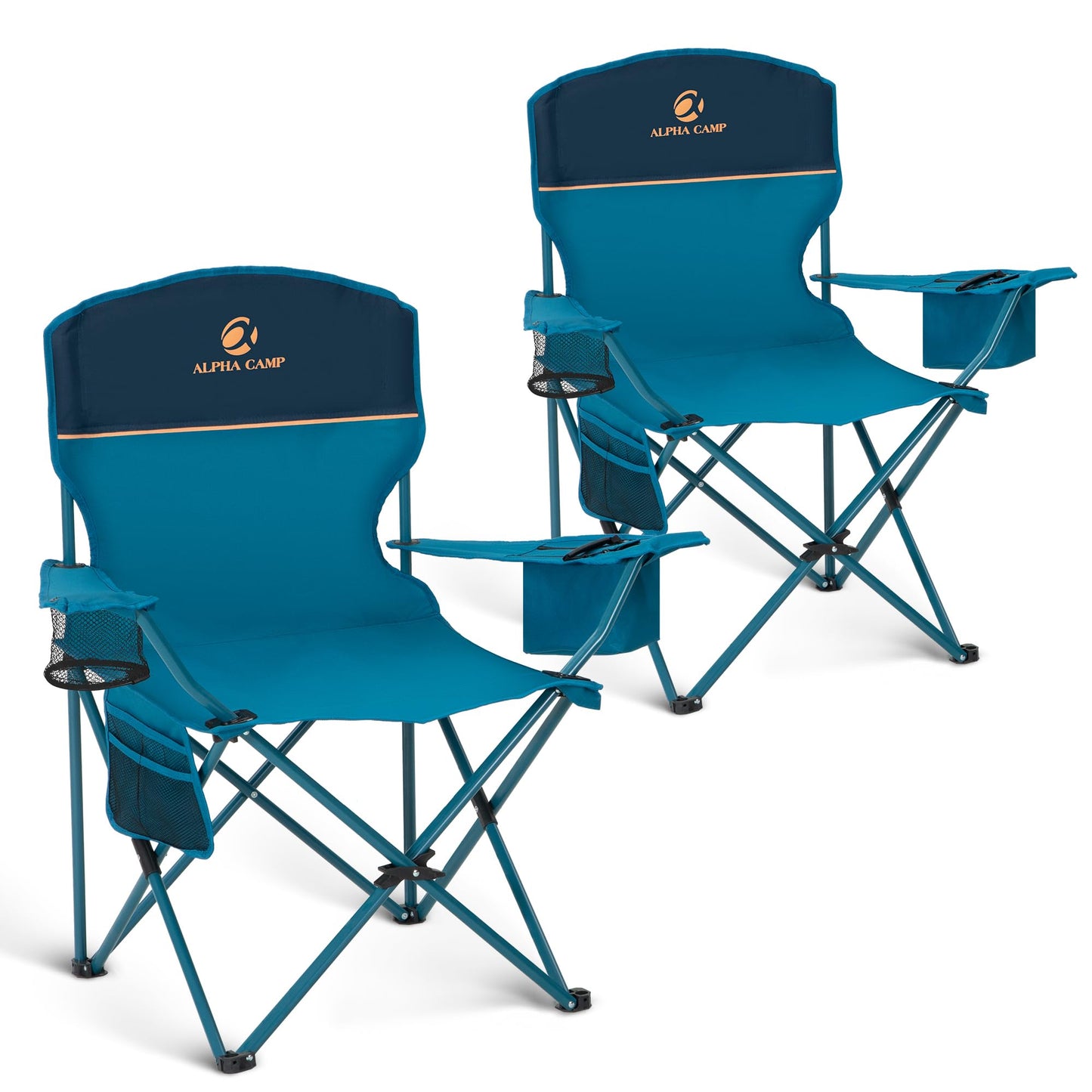 HIGH POINT SPORTS 2 Pack Portable Camping Chair for Adults, Folding Outdoor Camp Chair Lightweight Lawn Chairs Folding Collapsible Chair for Camping, Tailgates, Beach, Blue, Support 350 lbs