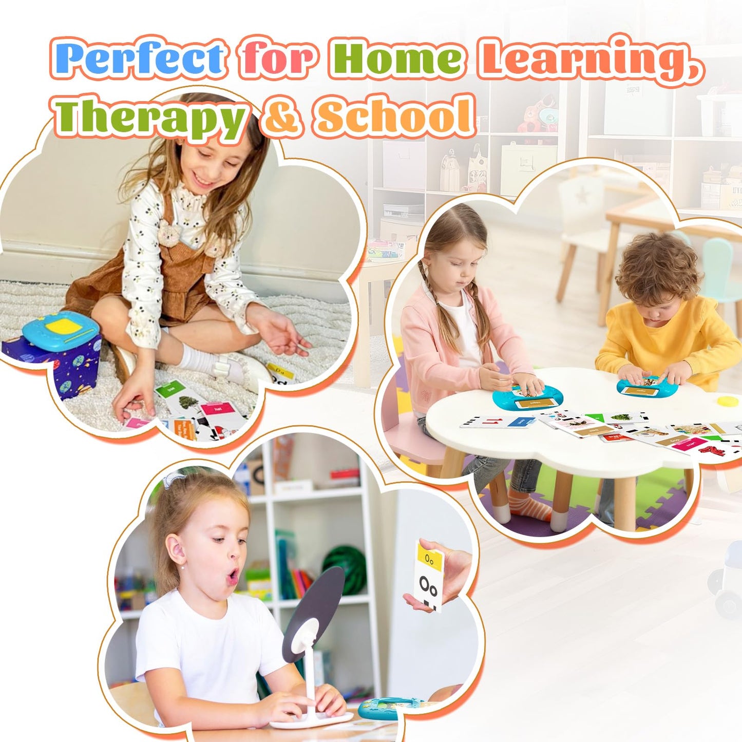 HOMESTEC Toddler Talking Flash Cards with 216 Double Sided Cards for Speech Therapy Learning for Ages 3 to 6 Featuring 24 Themes Short Sentences Real Sounds and Stories Birthday Gifts for Kids