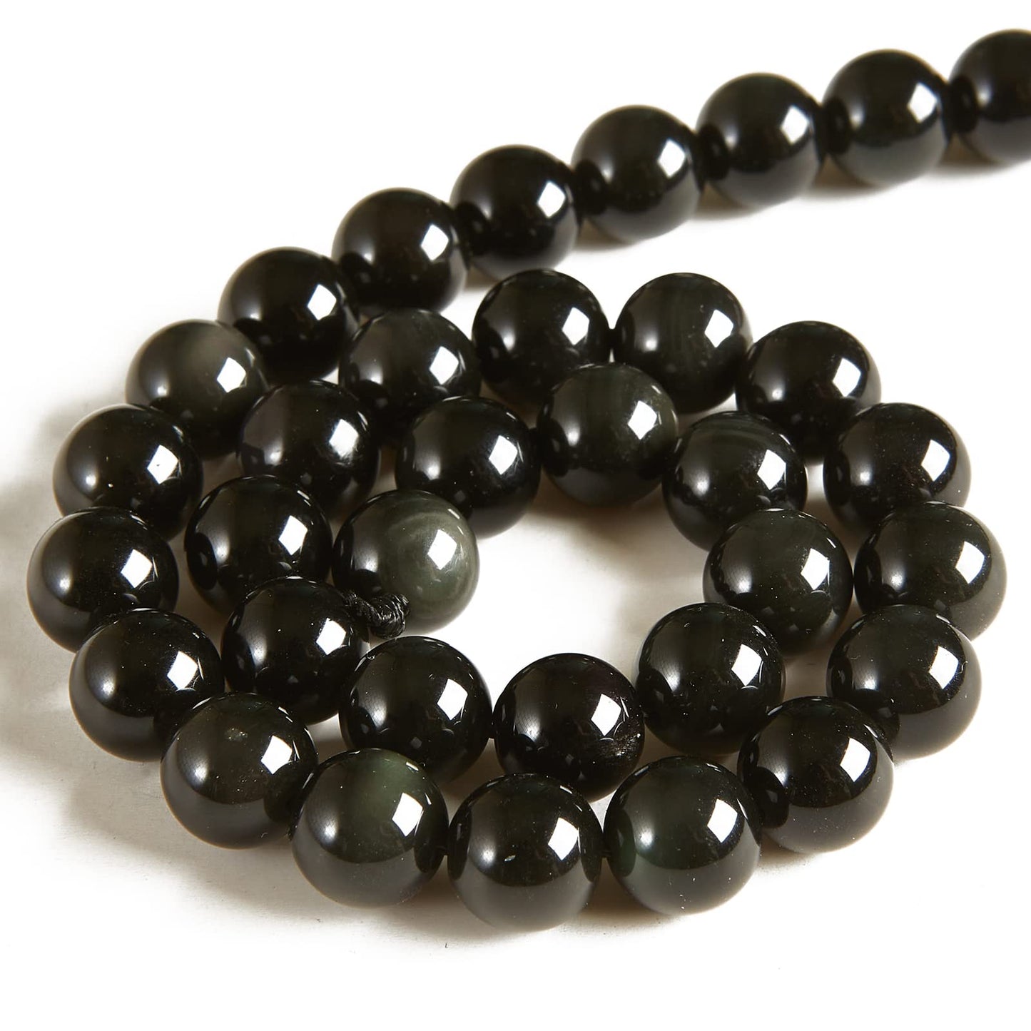 100pcs 8mm Black Obsidian Beads Natural Gemstone Beads Round Loose Beads for Jewelry Making
