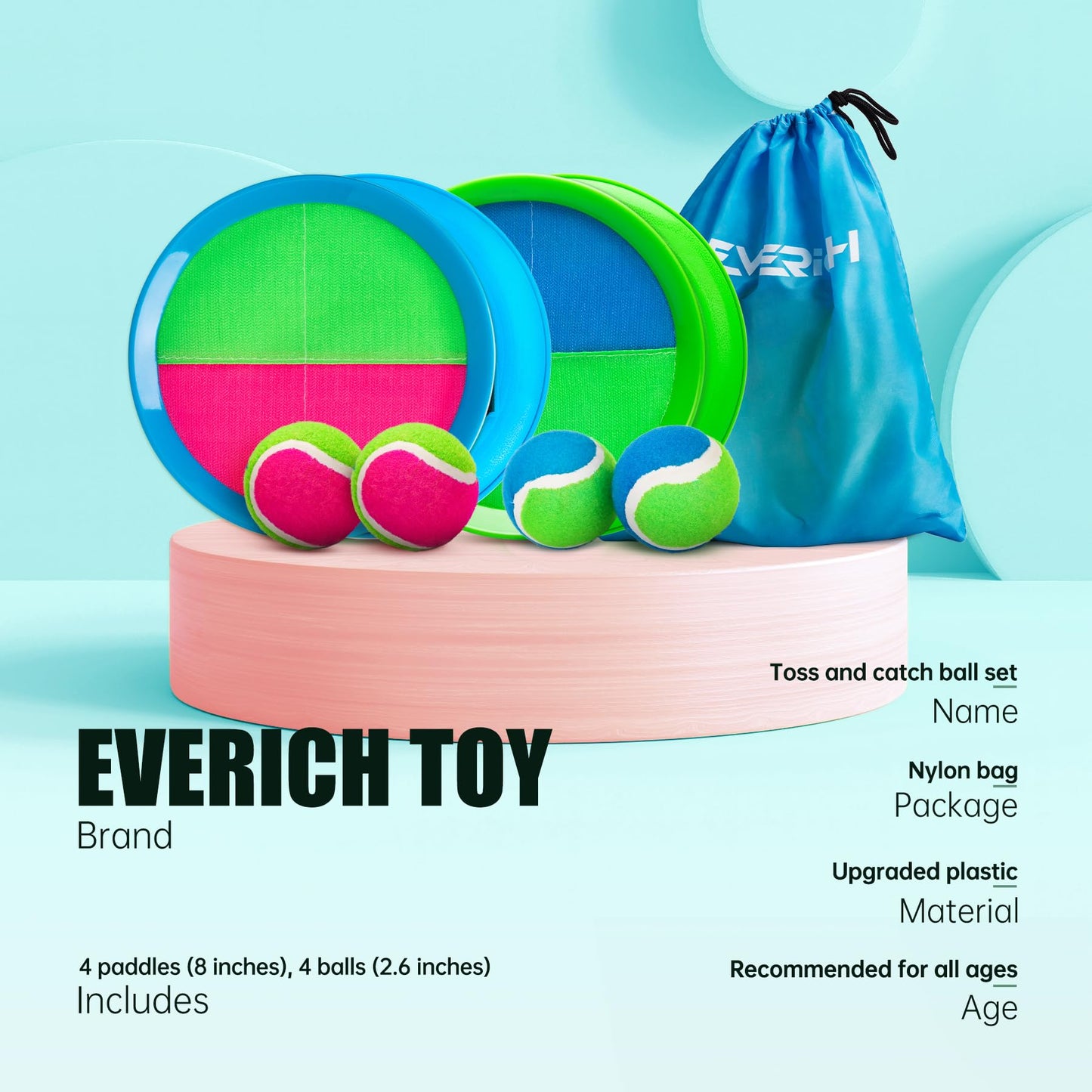 EVERICH TOY Upgraded Toss and Catch Ball Game Set, Beach Pool Toys Outdoor Games for Kids Toys, Outside Family Lawn Yard Games, for Boys Girls 3 4 5 6 7 8 9 10 11 12 Years Old