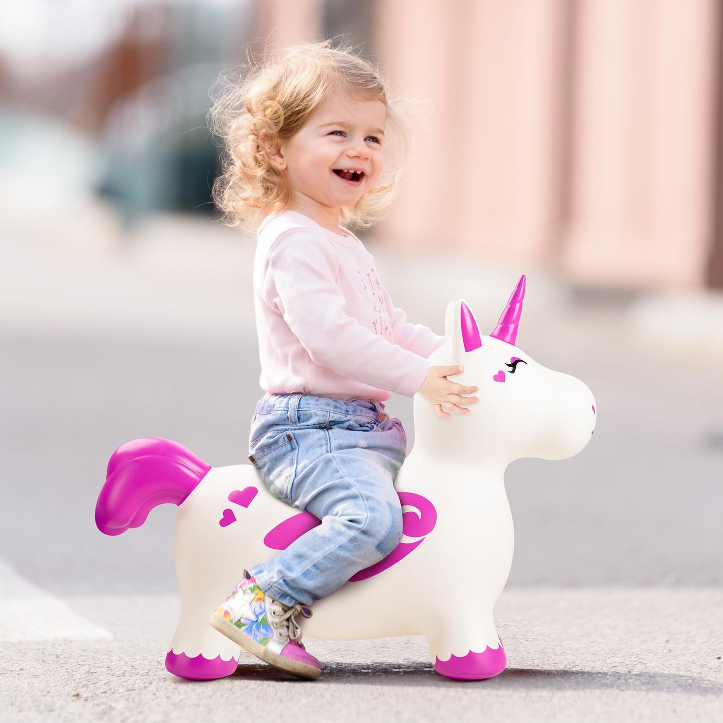 EVERICH TOY Bouncy Horse Unicorn Toys for Kids, Inflatable Bouncing Animal Hopping Toys, Outdoor Indoor Ride On Bouncer, Boys Girls Birthday Gift for 18 Months 2 3 4 5 6 Years Old Toddler