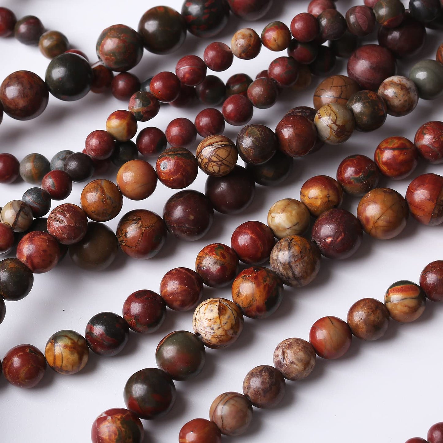 60PCS 6MM Natural Picasso Jasper Round Loose Stone Beads for Jewelry Making DIY Energy Stone Healing Power Bracelet 15"