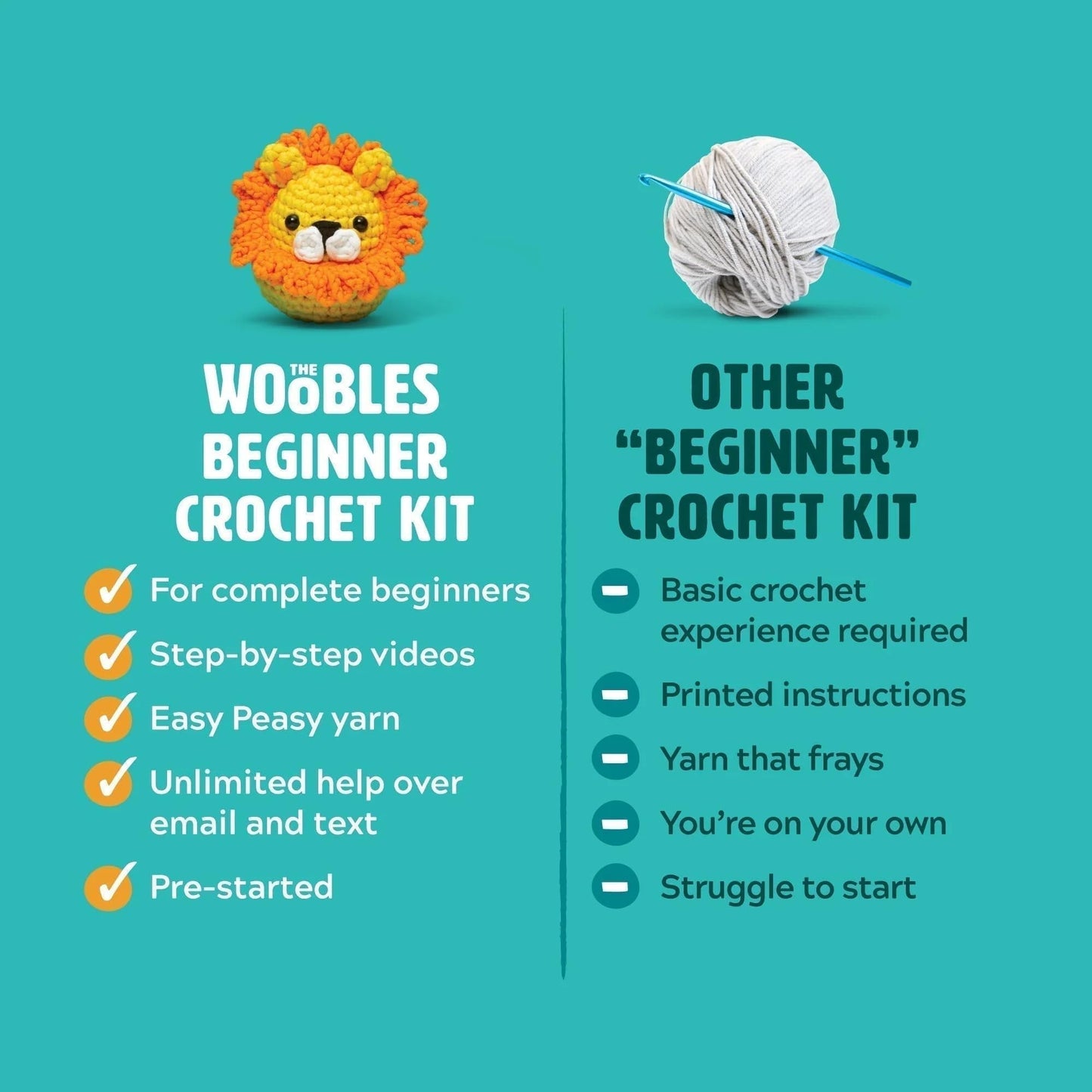 The Woobles Star Trek Crochet Kit for Beginners with Easy Peasy Yarn as seen on Shark Tank – Arts & Crafts Adult Knitting Kit with Step-by-Step Video Tutorials - Tribble