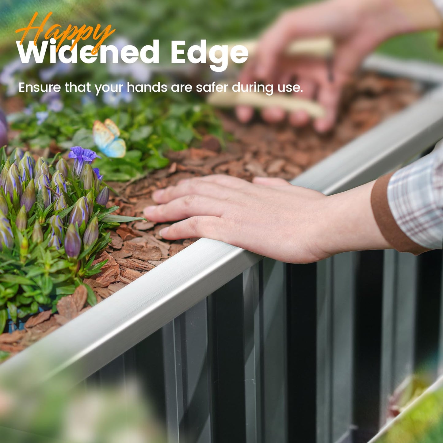 KING BIRD Raised Garden Bed 68"x 36"x 12" Galvanized Steel Metal Outdoor Garden Planter Box Kit with 2 Pairs of Gloves (Dark Grey)