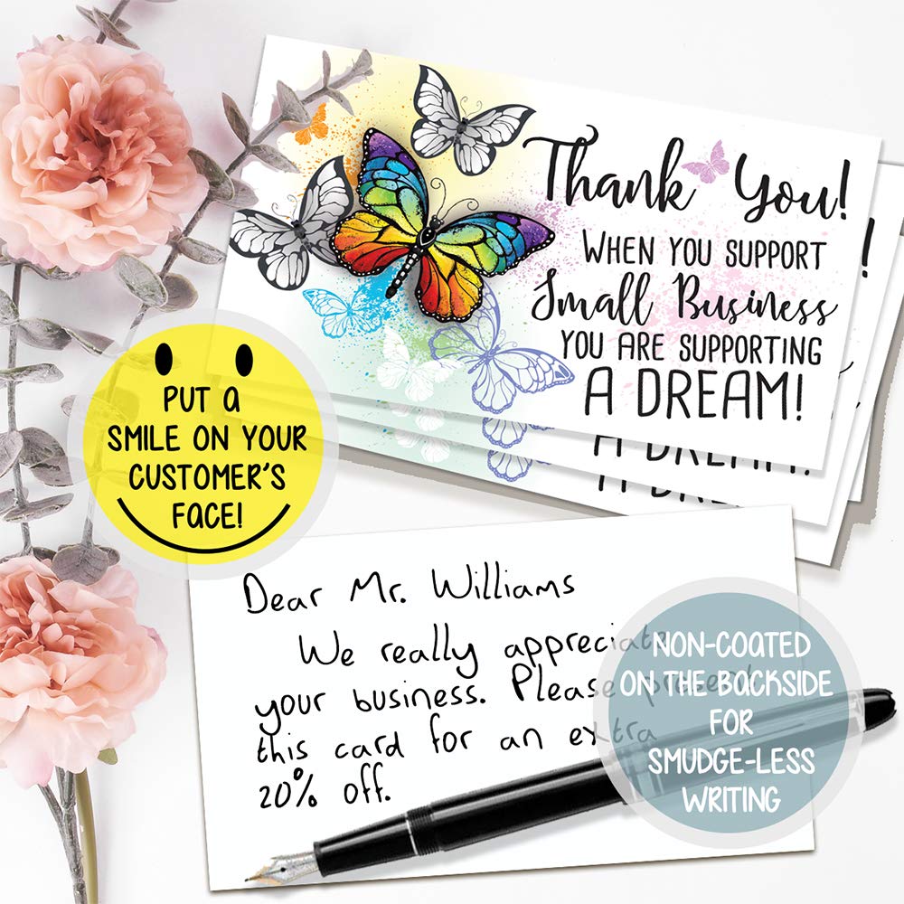 Business Thank You Cards - Small Business Essentials - When You Are Supporting Small Businesses - Blank Note Card, Stationery Set of 50 3.5 x 2 Standard Business Card, Small Business Thank You Cards