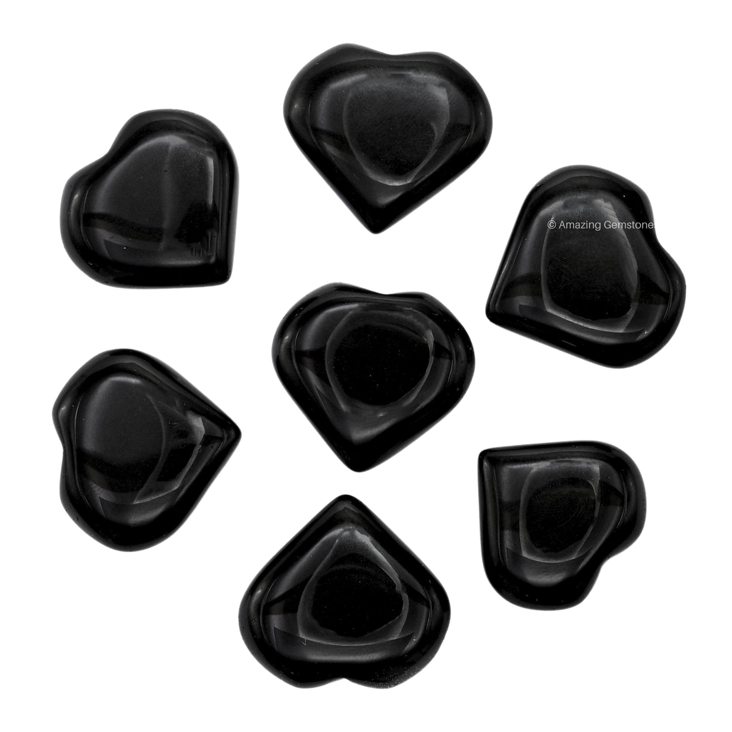 Amazing Gemstone Black Obsidian Stone Heart - Pack of 2 Crystal Heart Stones Rocks - Corazones De Piedra Crystals and Healing Stones Heart Shaped Crystal - Stocking Stuffers Gifts