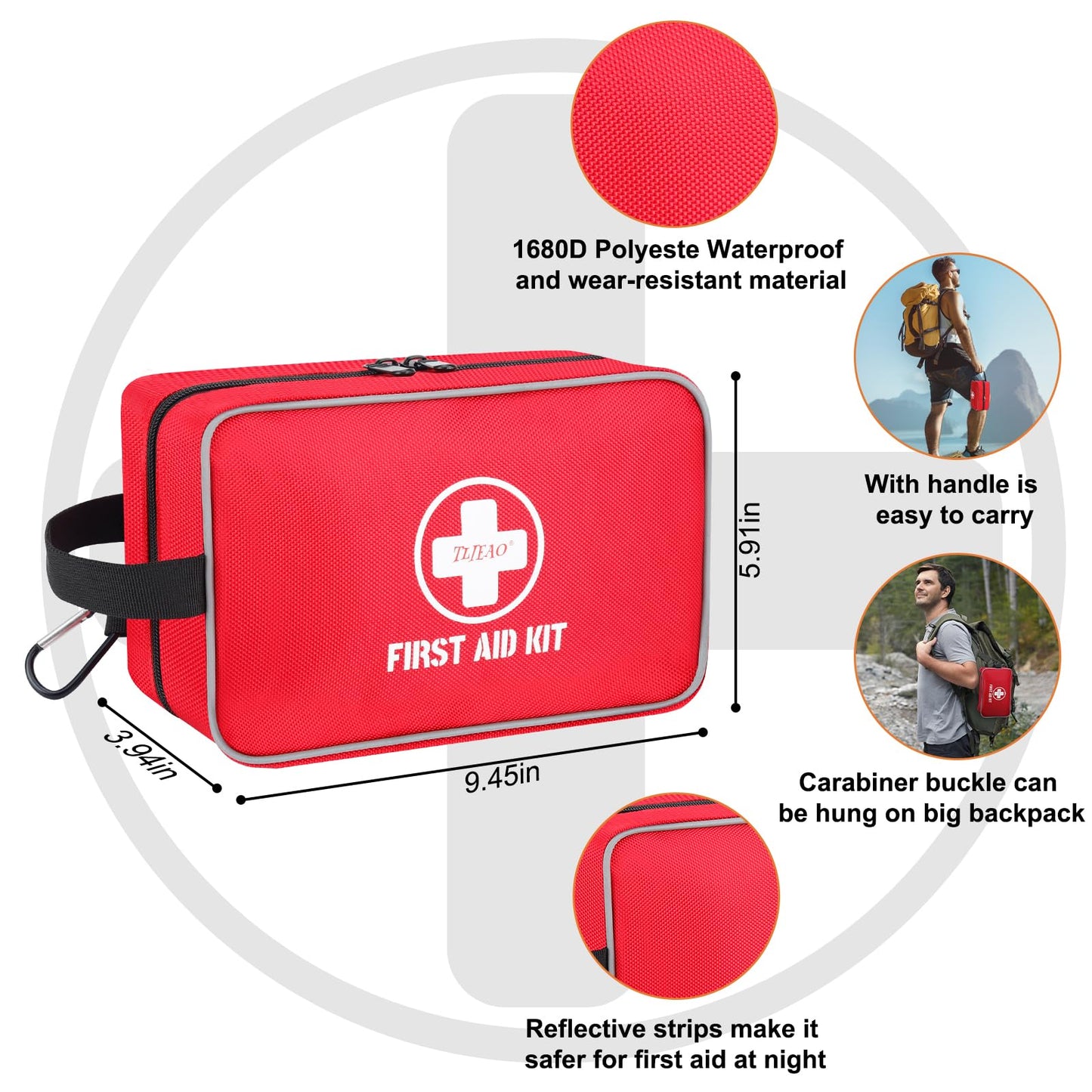 330 Piece First Aid Kit, Premium Waterproof Compact Trauma Medical Kits for Any Emergencies, Ideal for Home, Car, Travel, Camping, Hiking, Truck, Office, Sports (Medium)