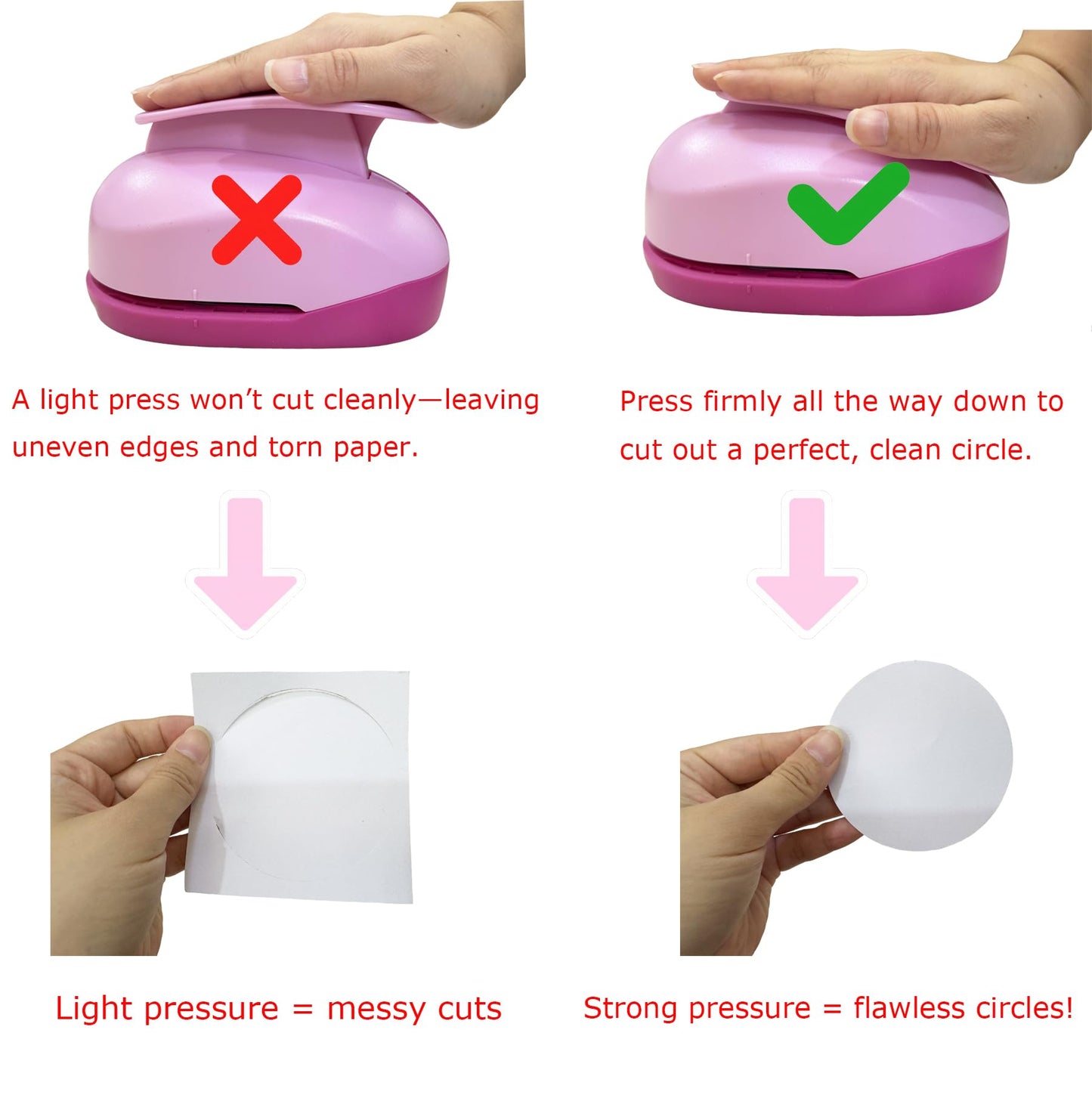 Circle Punch 3 Inch Craft Hole Paper Punch Pink - Extra Large 75mm Circle Hole Round Punchers for Cardstock, Gift Wrapping, Greeting Cards and Scrapbook