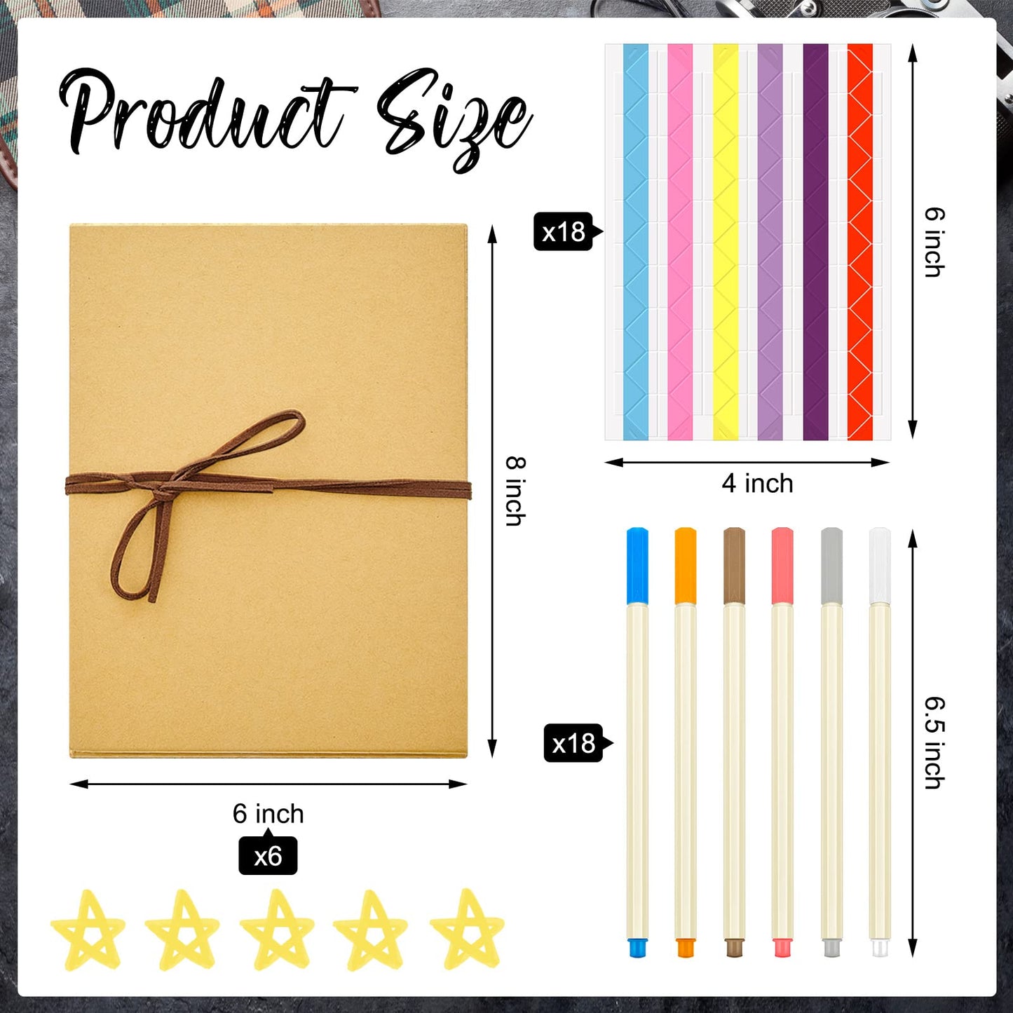 6 Pieces DIY Scrapbook Album 6 x 8 Inch Hardcover Photo Albums Stretchable Folding Kraft Paper Photos Collection Folding Adventure Book for Wedding Anniversary Graduation Gift(White)