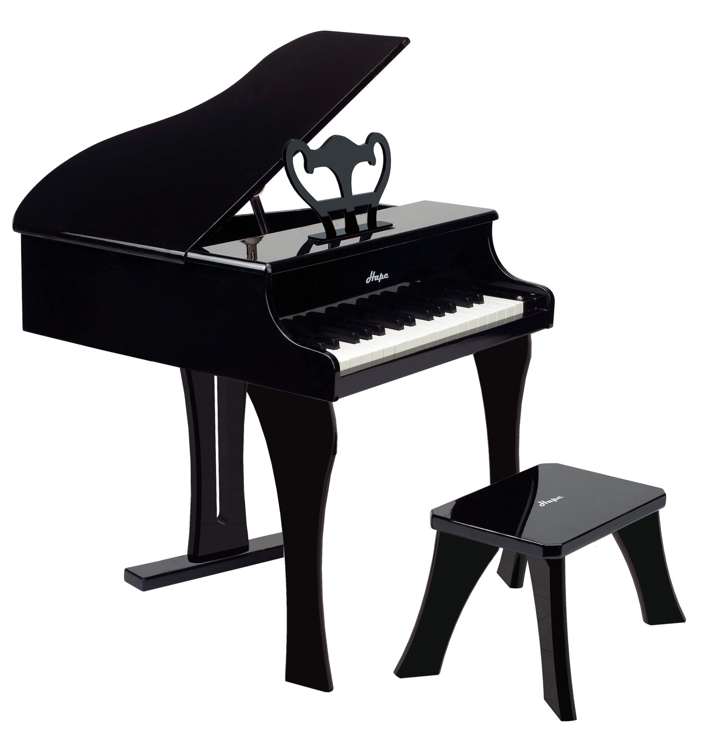 Hape Classic Grand Black Piano| Thirty Key Wooden Keyboard Musical Toy Set for Kids Age Year 3 and up