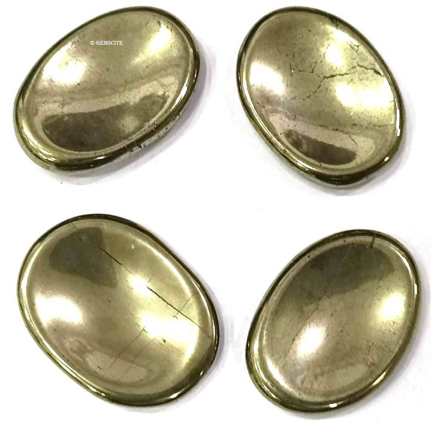 GEMSCITE Pyrite Thumb Worry Stones Metaphysical Gemstone Crystal Healing Reiki Men Women Gift FENG Shui Positive Energy Love Wellness Palm Stones Wicca Powerful
