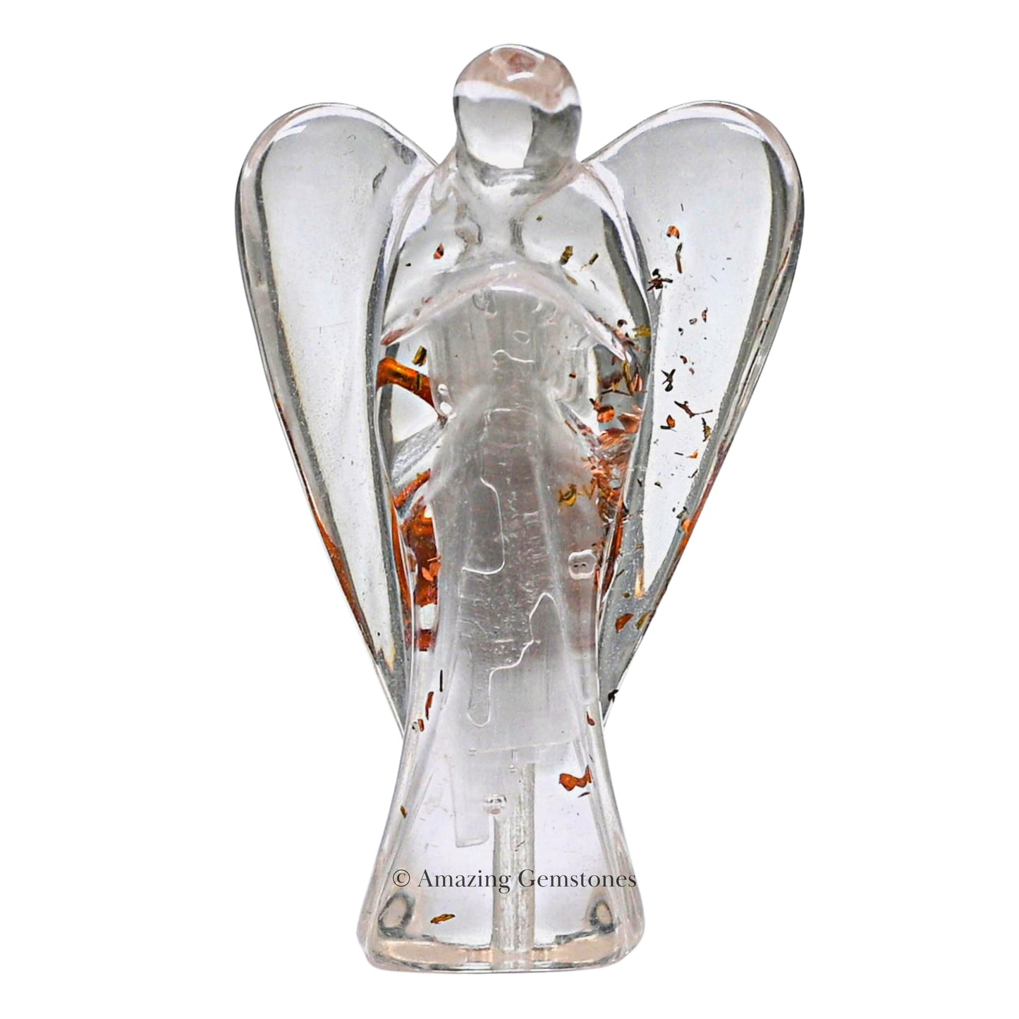 Amazing Gemstone Selenite Guardian Angel Figurine Pocket Crystal Angel for Protection - Orgone Guardian Angel with Orgonite Layer and Natural Crystal for Healing Gift (2 Inch, Organite)